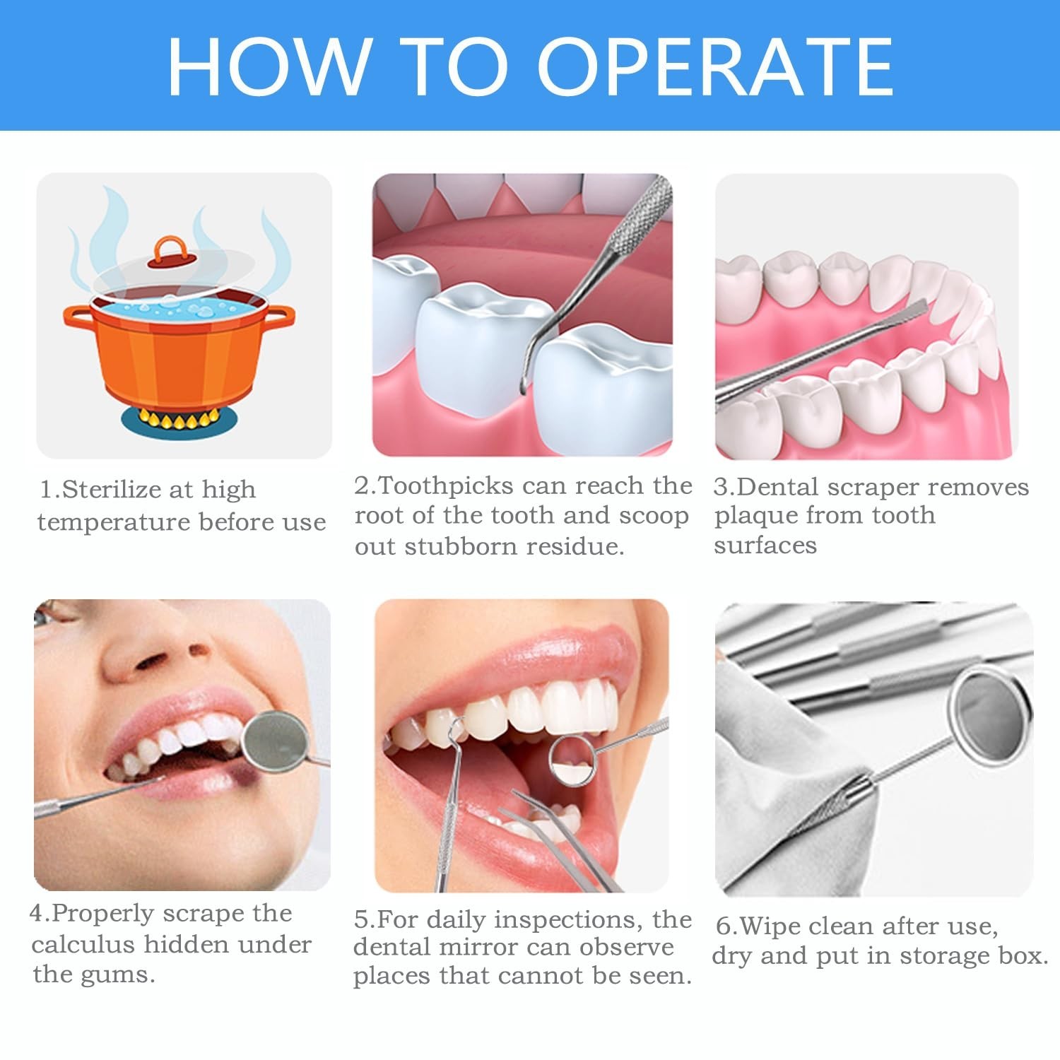 Dental Tools, Professional Plaque Remover Teeth Cleaning Tool Kit, Stainless Ste
