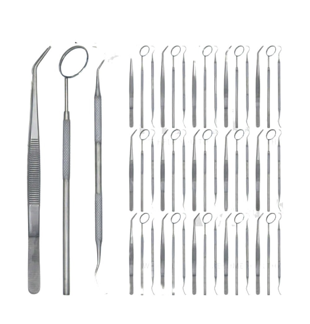 Basic Dental Instruments Set Tweezer Explorer Mirror plier German Grade 45 Pcs