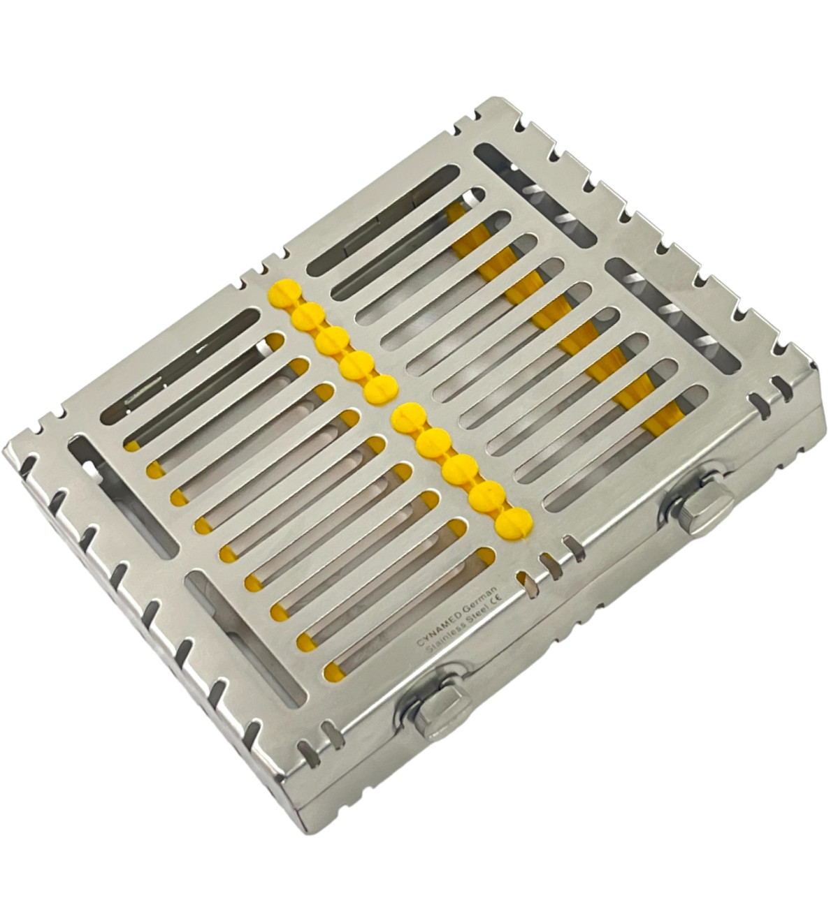 1 GERMAN DENTAL AUTOCLAVE STERILIZATION CASSETTE TRAY FOR 10 INSTRUMENT-YELLOW