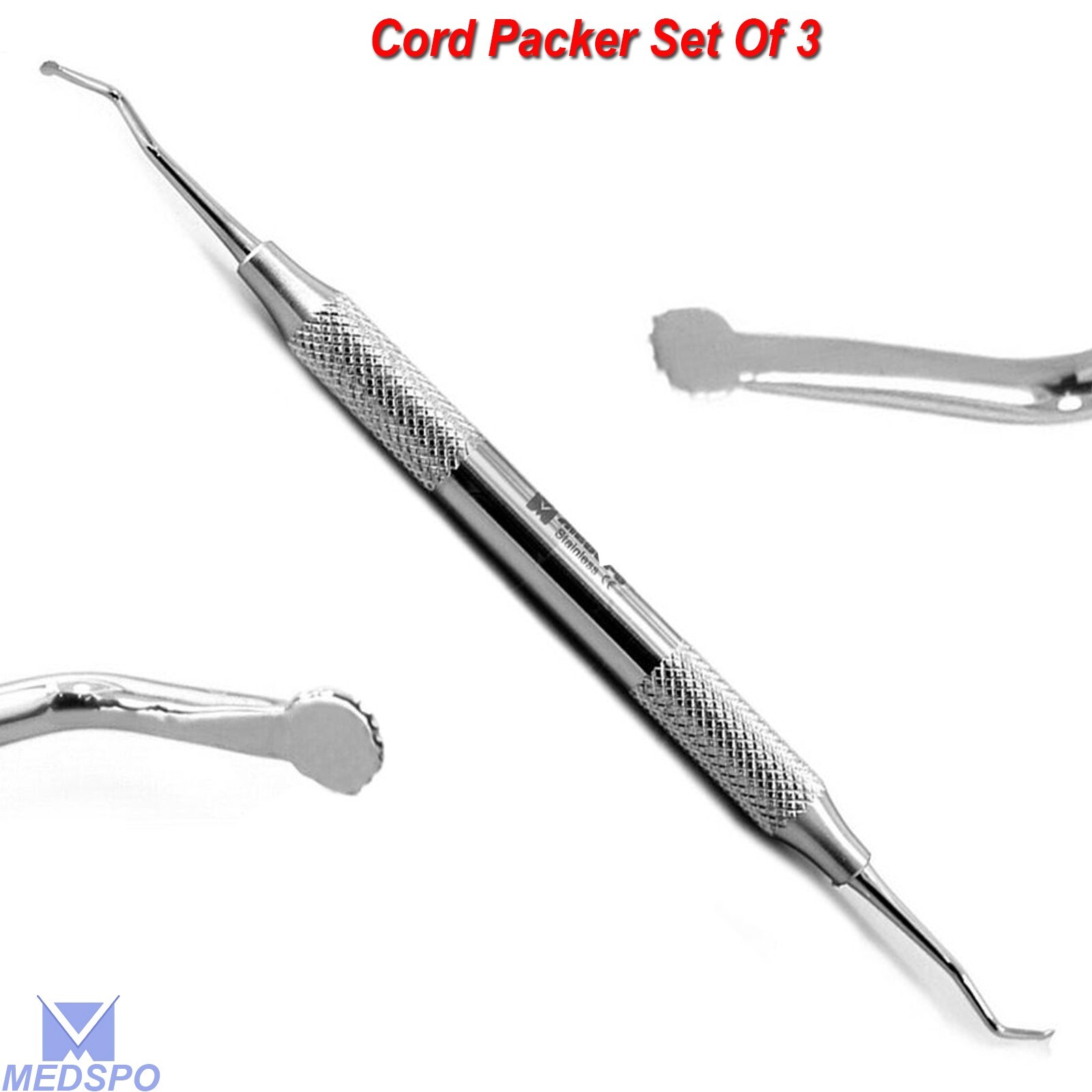 Dental Perio Cord Packer Gingival Cord Retraction Scaler Double Ended Set Of 3