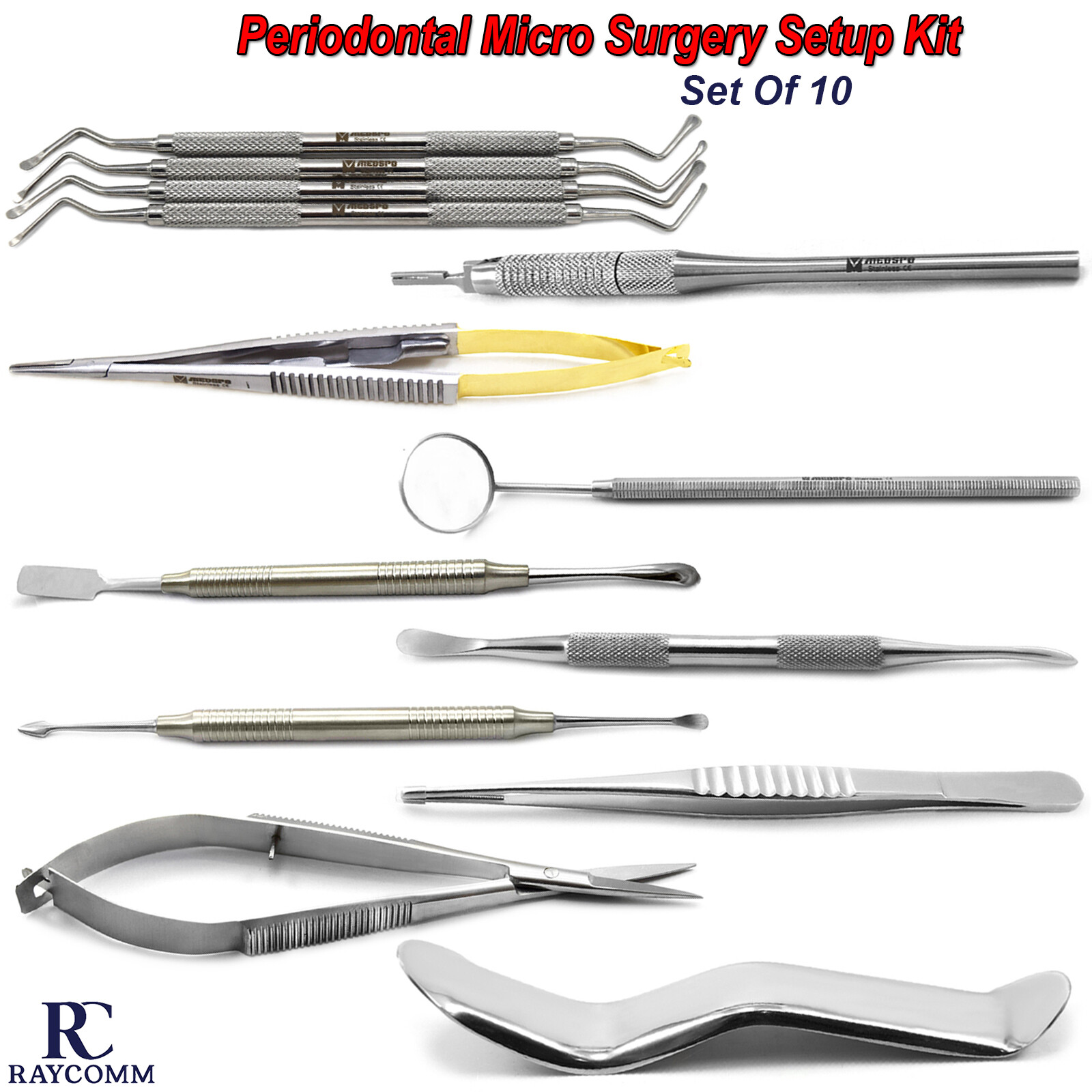 Oral Surgery Periodontal Lucas Curettes Micro Periosteal Elevators Forceps Set