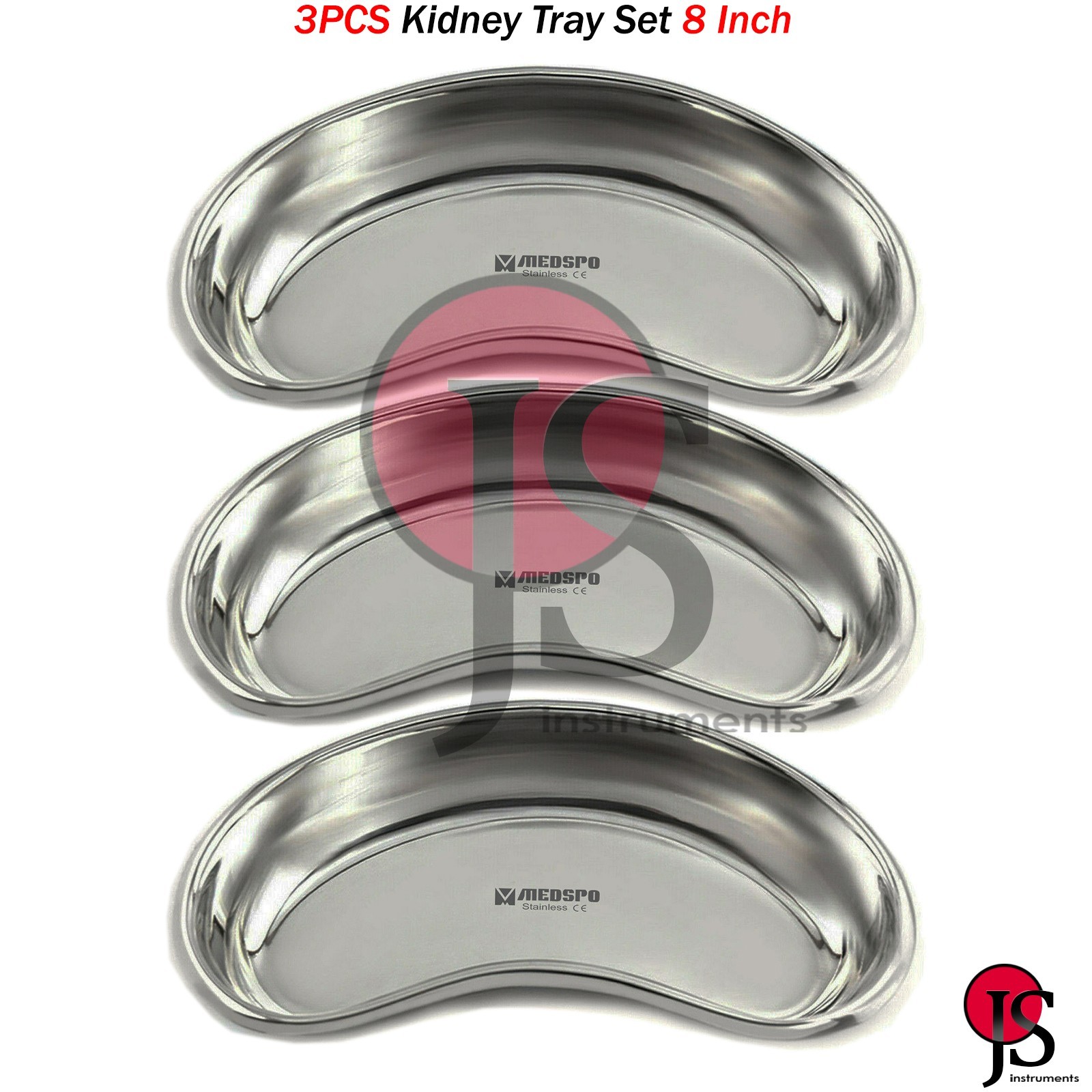 3PCS Emesis Basin Tray Kidney Bowl Dish Medical Dental Surgical Instruments