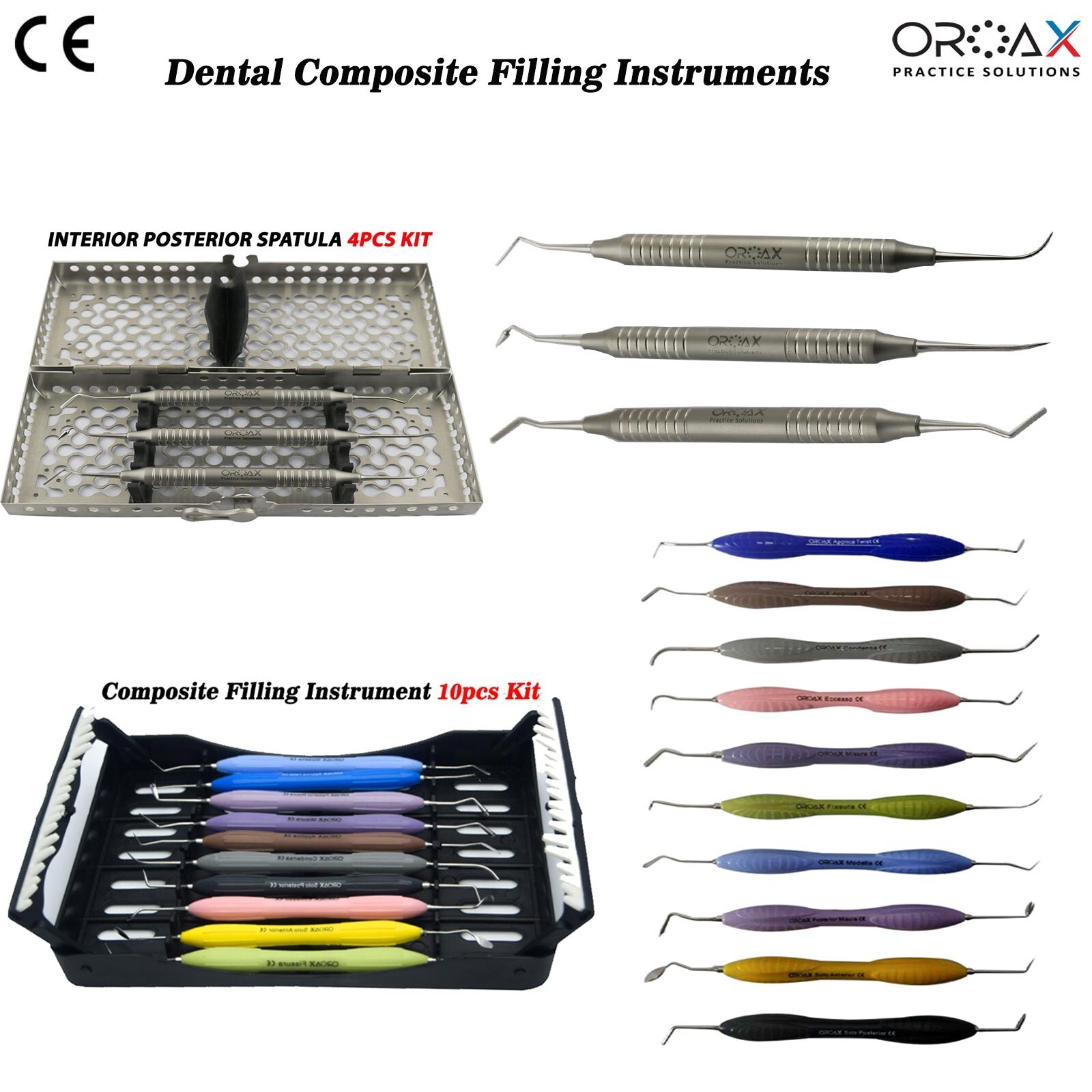Dental Restoration Kit Composite Filling Amalgam Spatulas Set With Cassette