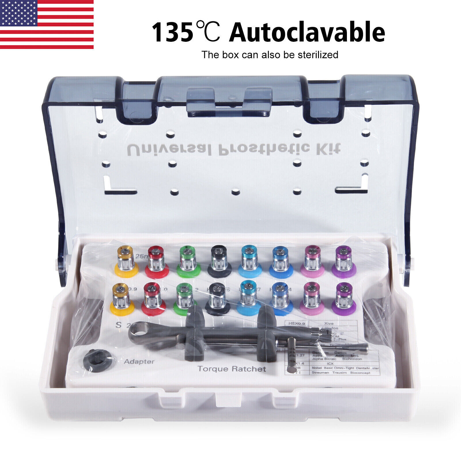 Universal Implant Prosthetic Kit Screwdrivers Hex Dirvers Torque Wrench Adapter