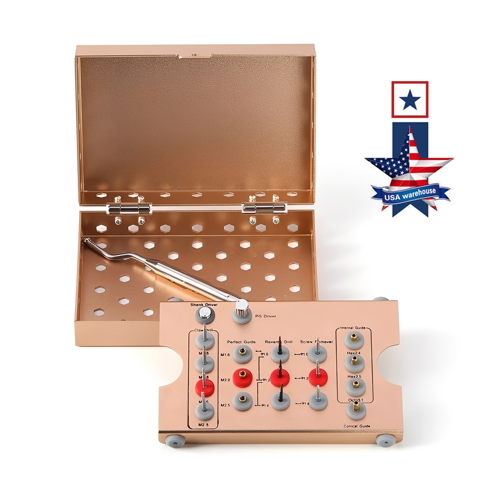 Dental Universal Implant Removal Kit Golden Box Broken Screws Extract Tool Set