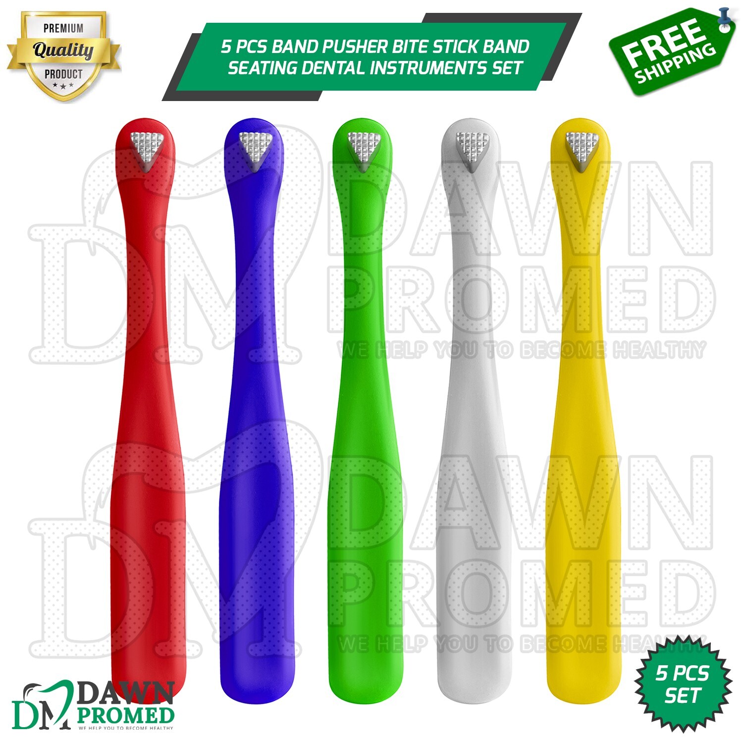 5 Pcs Band Pusher Bite Stick Molar Band Seating Dental Instruments Set German Gr
