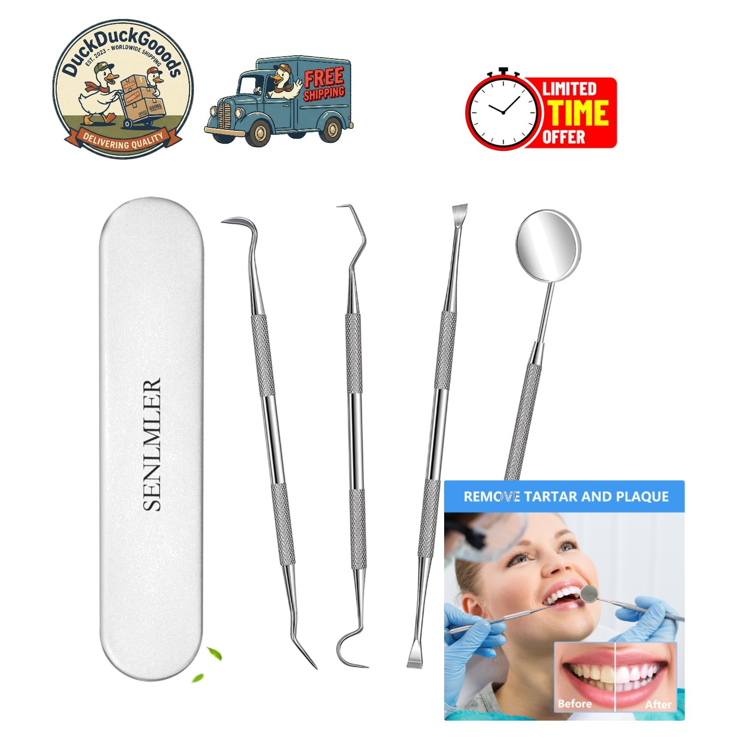 Comprehensive Oral Care Set – Stainless Steel Dental Pick & Tartar Scraper