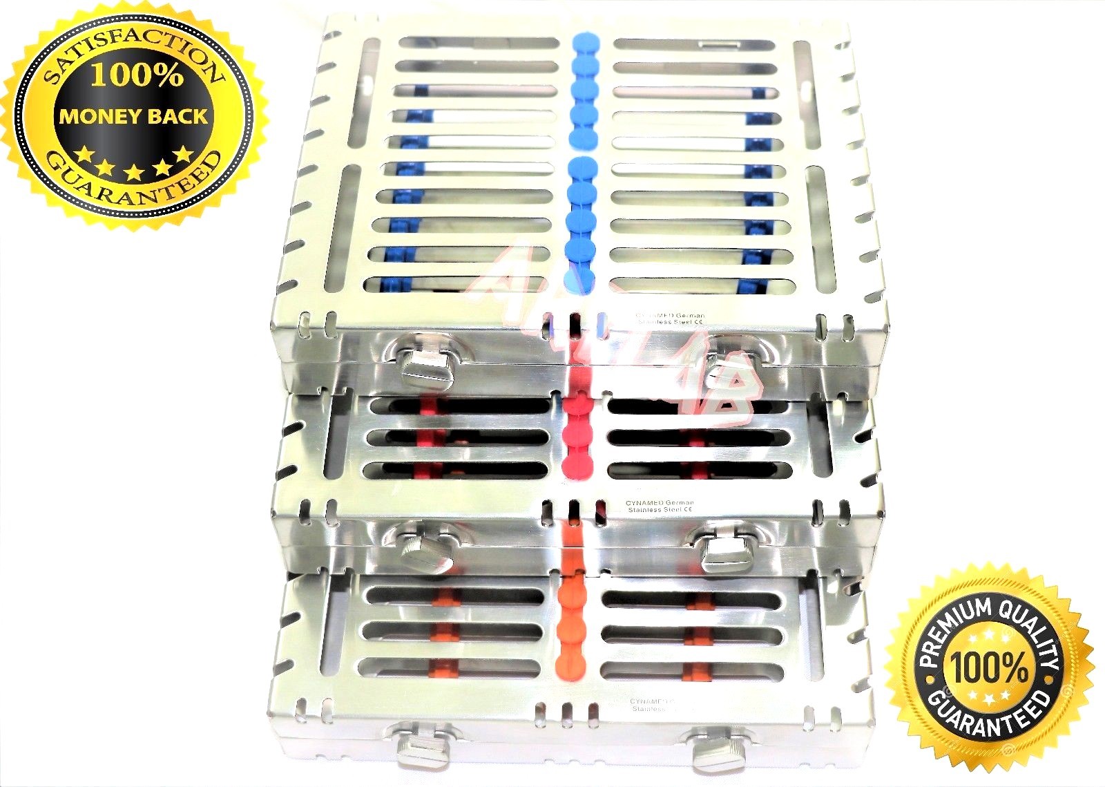 3 DETACHABLE DENTAL AUTOCLAVE STERILIZATION CASSETTES RACK BOX FOR 10 INSTRUMENT