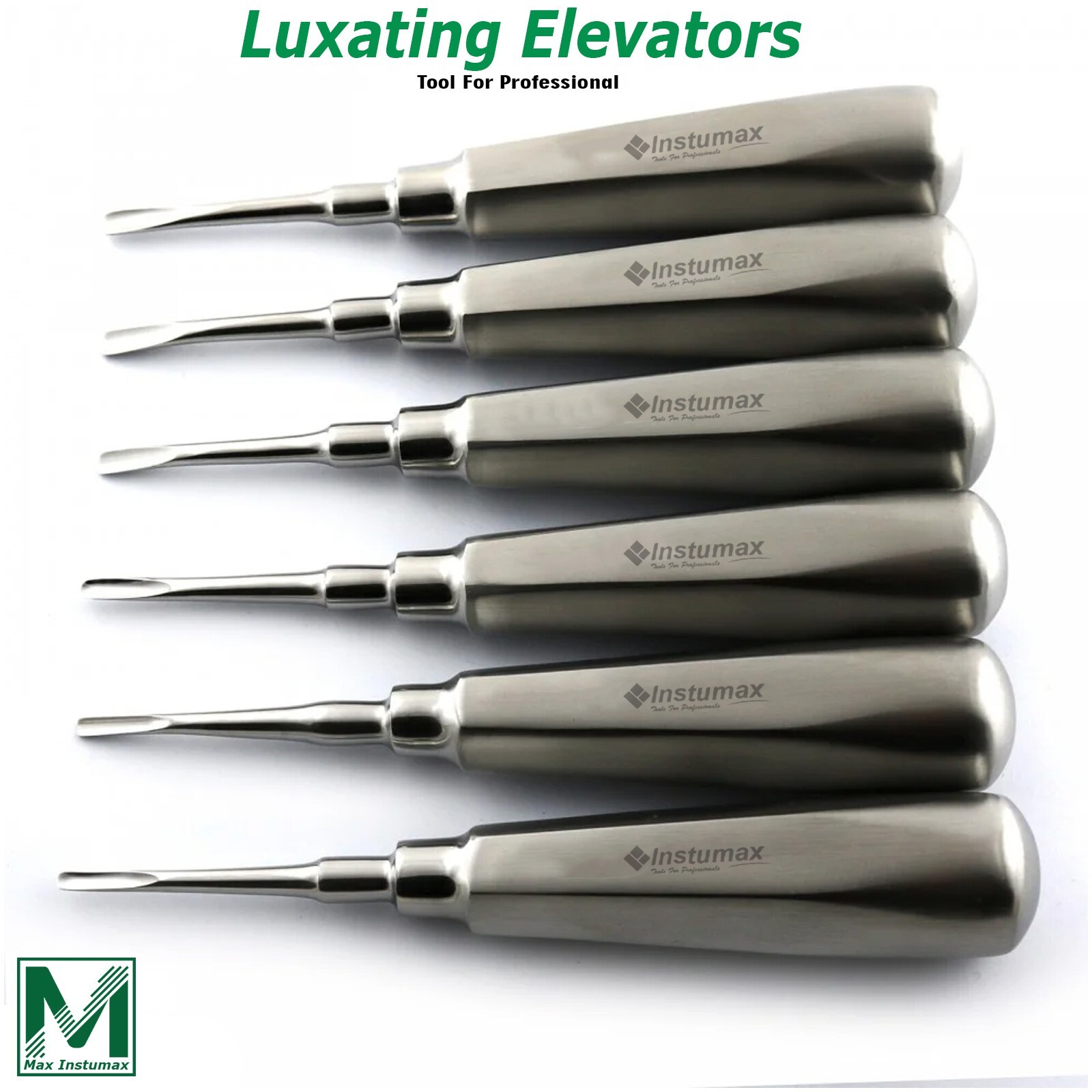Set Of 6 Dental Luxating Elevators Straight Curved Shank Surgical Extraction Kit