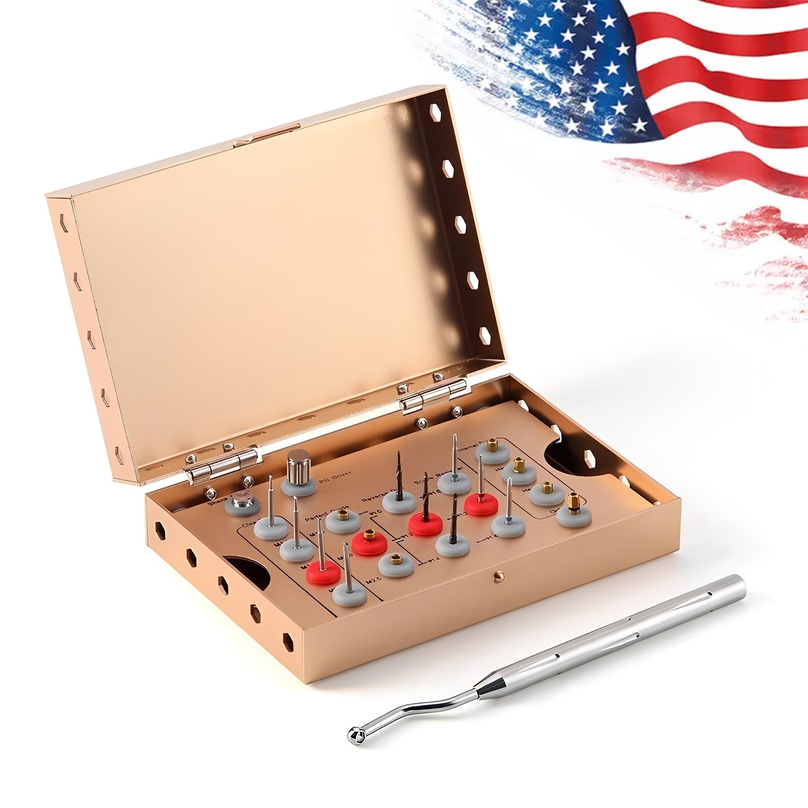 Dental Universal Implant Removal Kit Golden Box Broken Screws Extract Tool Set