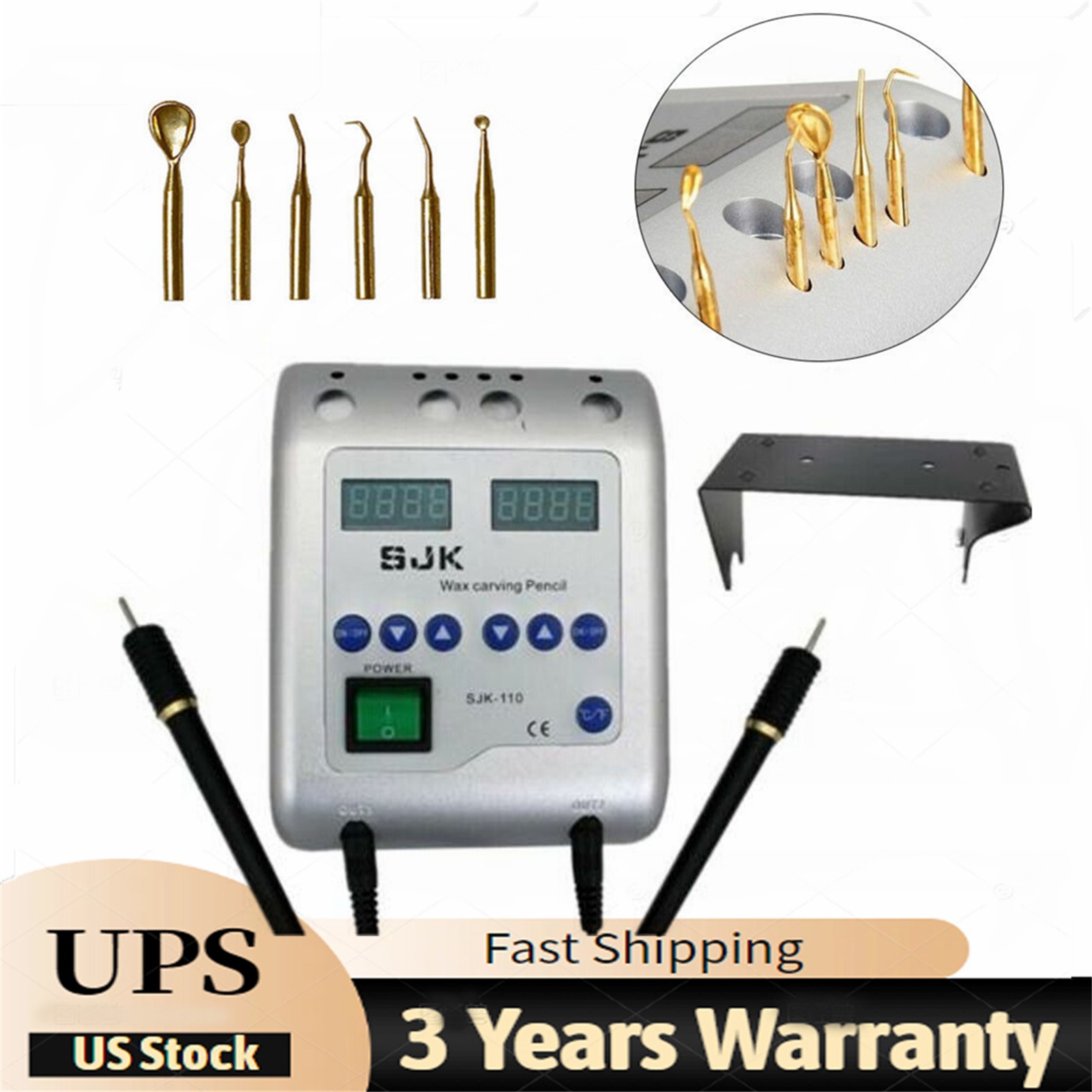 SJK Dental Lab Electric Wax Knife Waxer 2 Carving Pen Pencil Carver With 6 Tips
