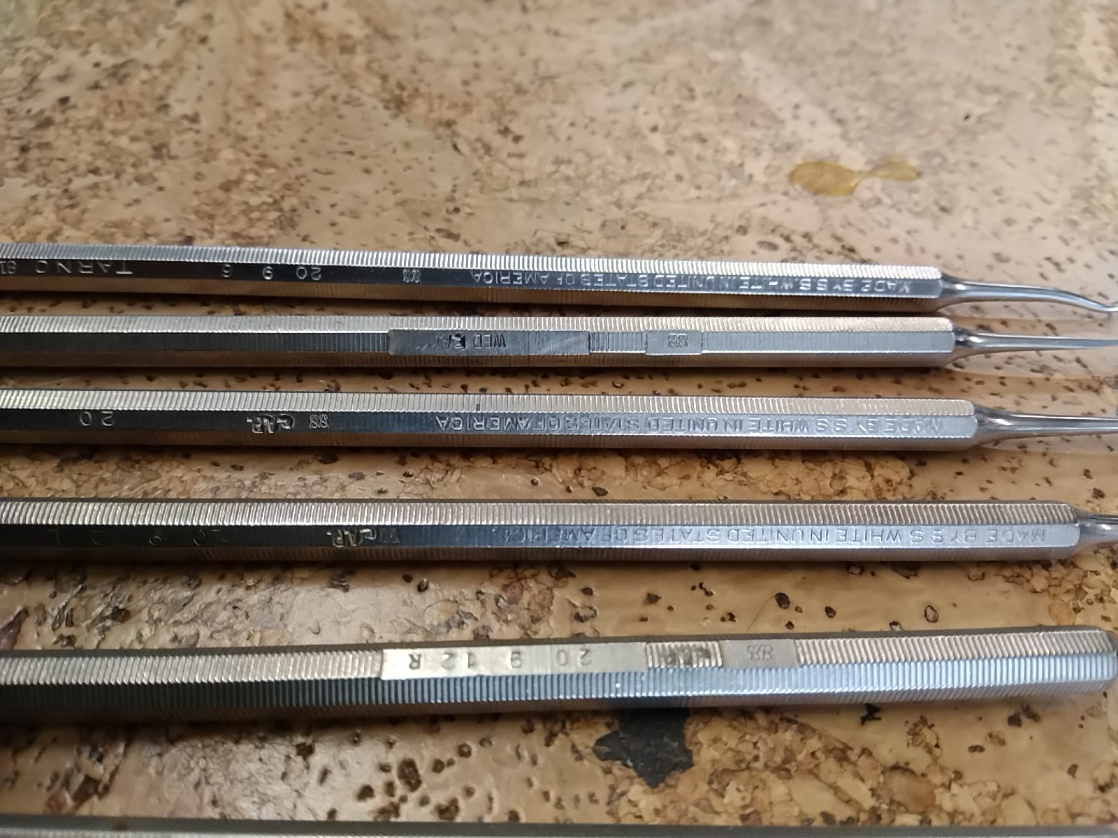SS WHITE TARNO USA PICK LOT OF 6 VINTAGE DENTAL INSTRUMENTS