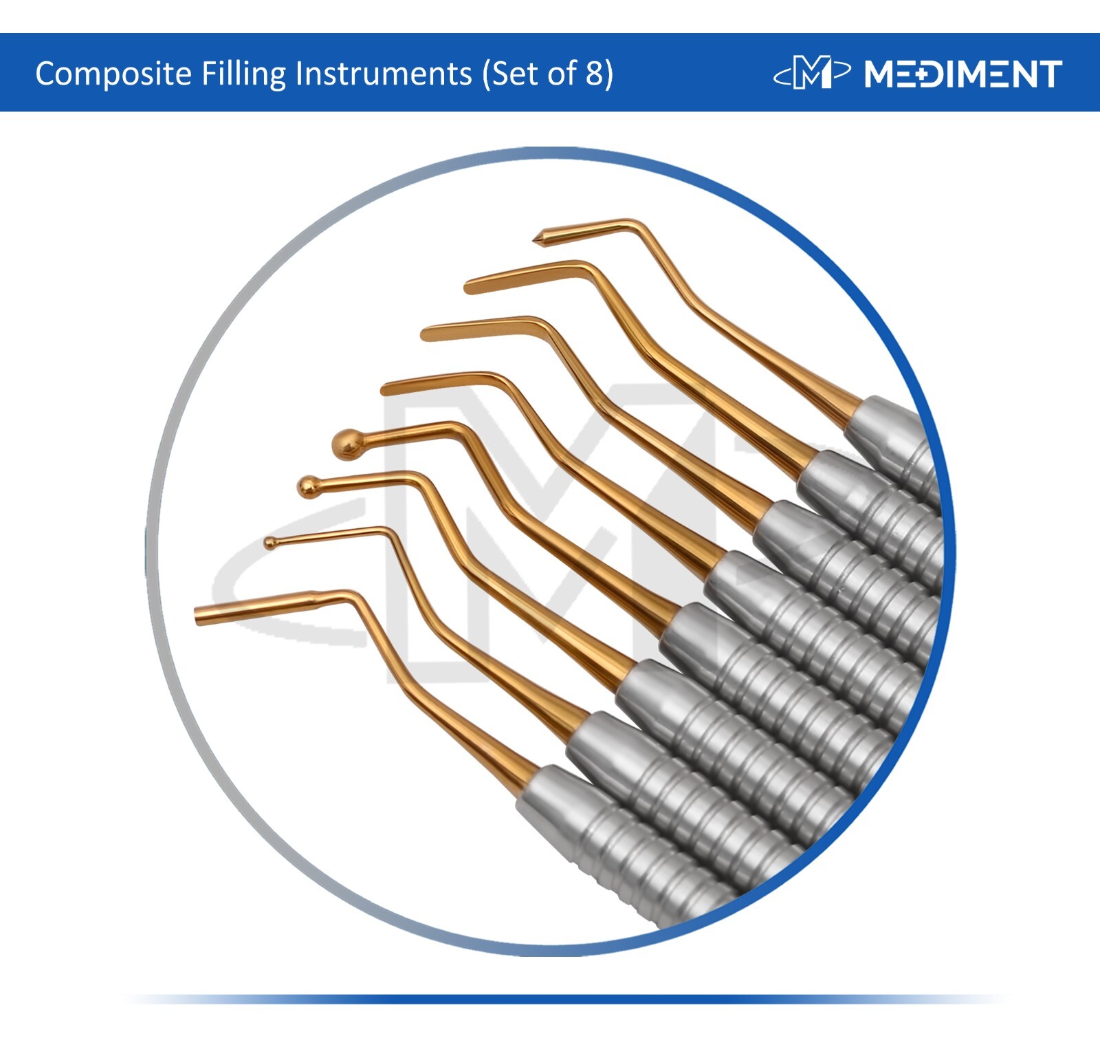 8 Pcs Dental Composite Filling Instrument Gold Titanium Coated Restorative Kit