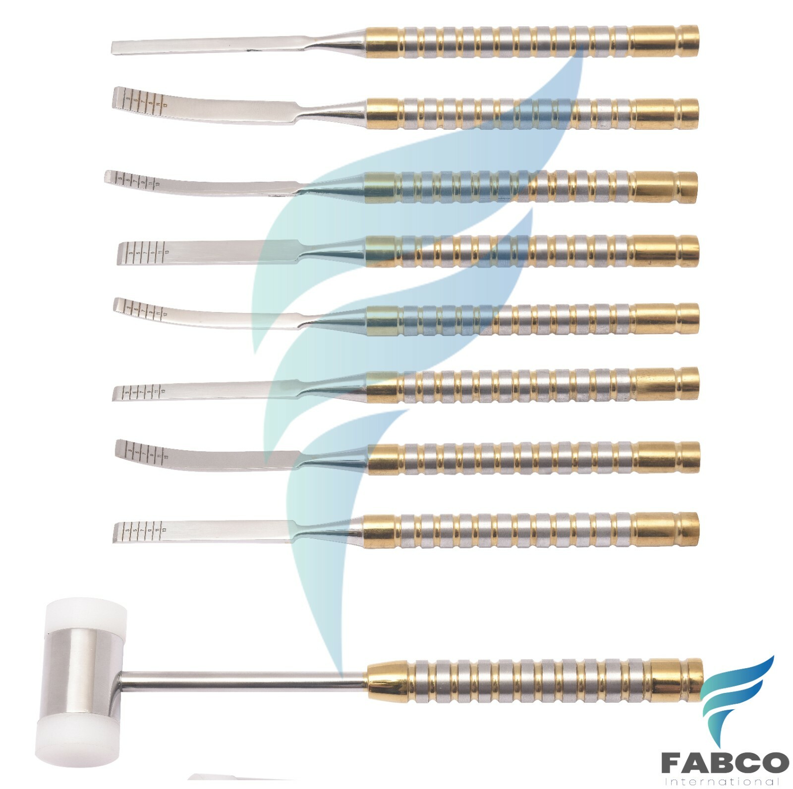 Chisel Set of 9 PCs And Mallet For Bone Splitting With Cassette Surgical Kit Set