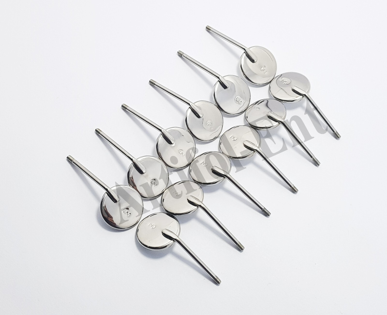 Flat Mouth Mirror Set – Fig. 3 | 12 Pieces | Stainless Steel | Item#122910408
