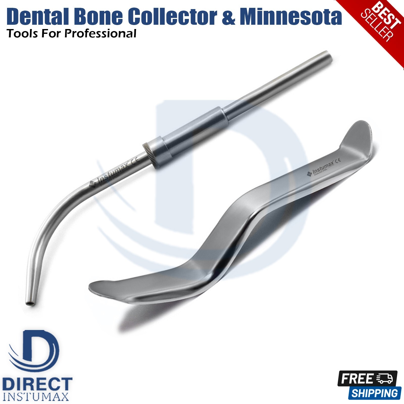 Dental Minnesota Cheek Retractor & Bone Collector Oral Cleaning Tools Set Of 2