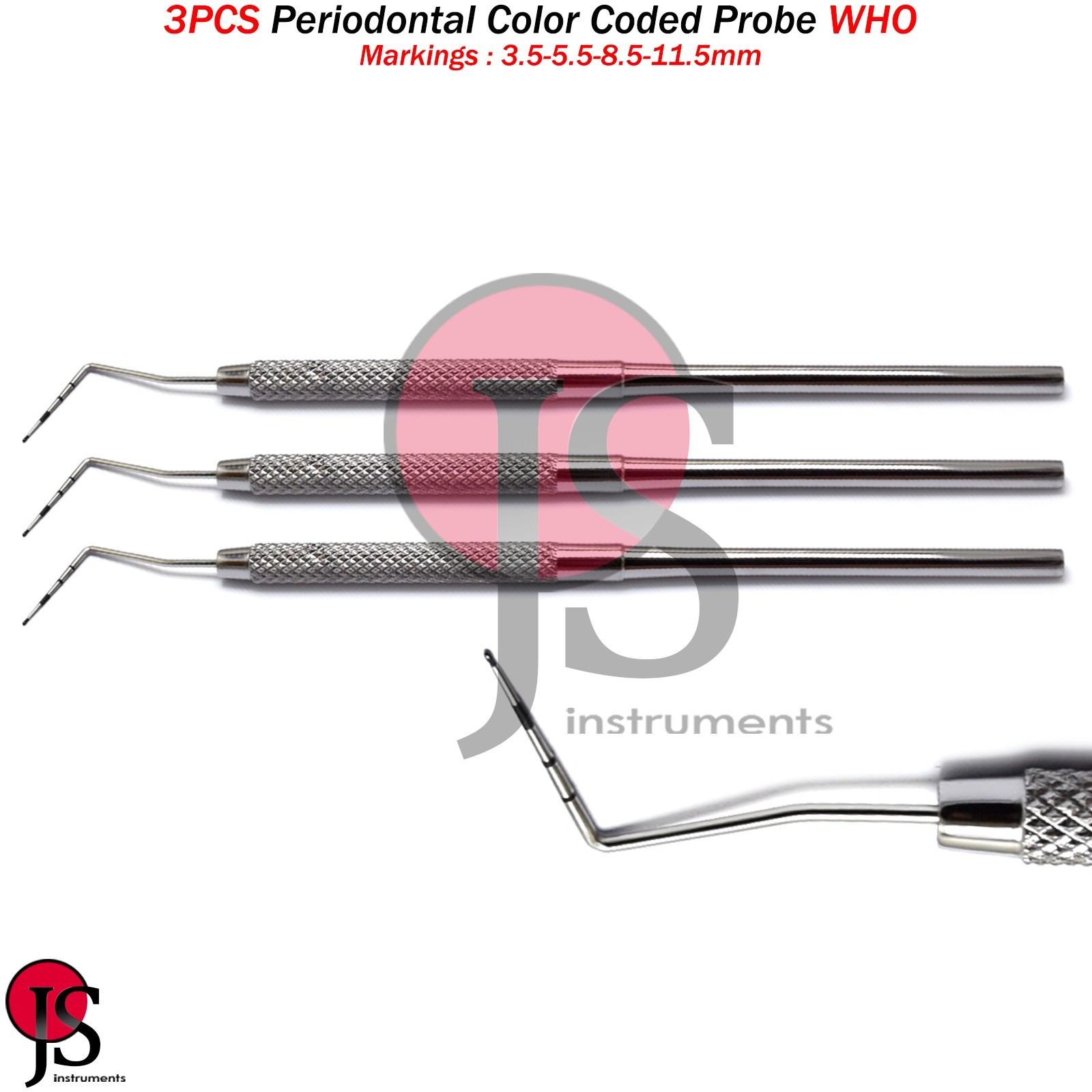 Hygiene Diagnostic Instruments Dental Pocket Depth WHO Probe Periodontics X3