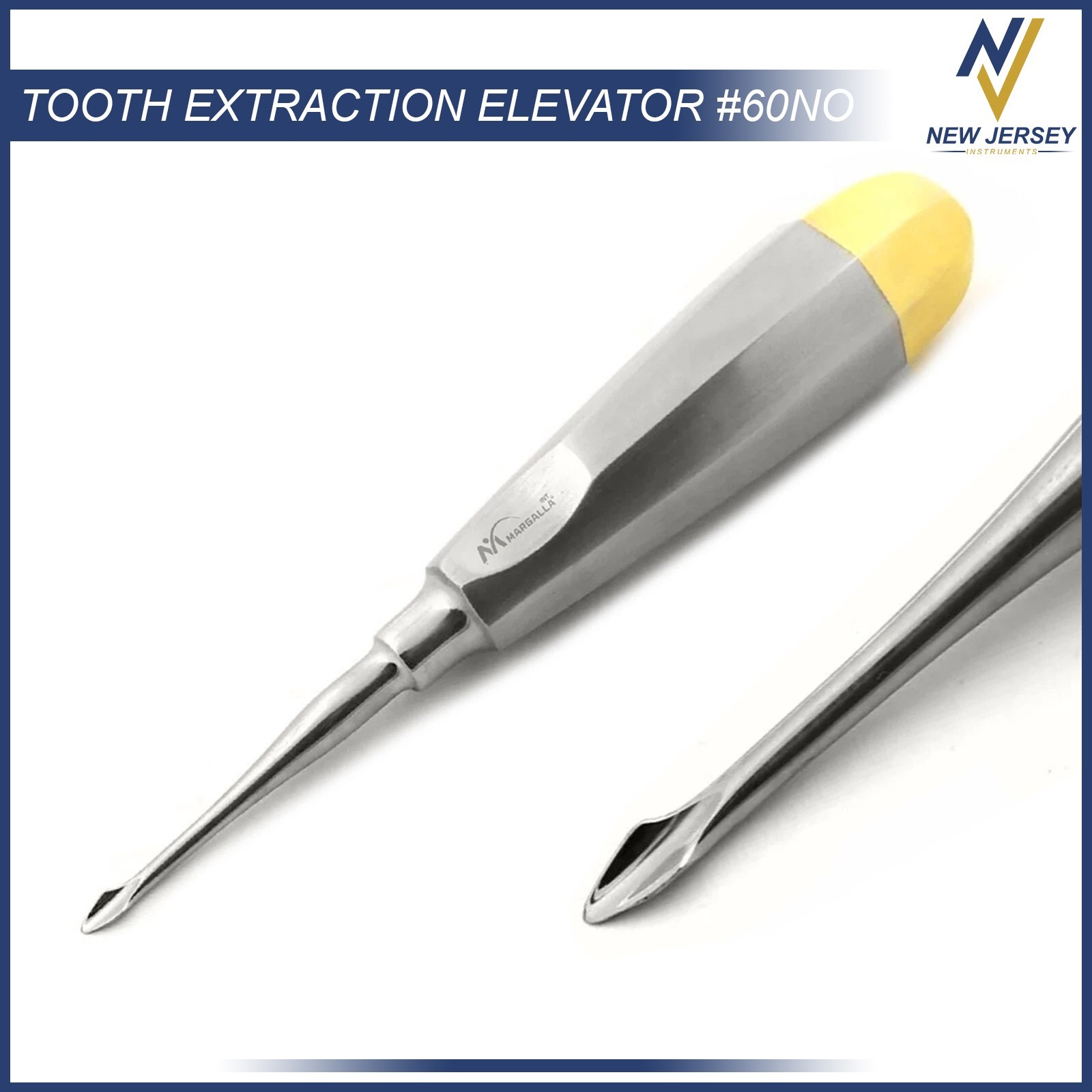 Dental Root Tip Elevator Spade Concave #60 Straight Tooth Surgery Pattern Handle