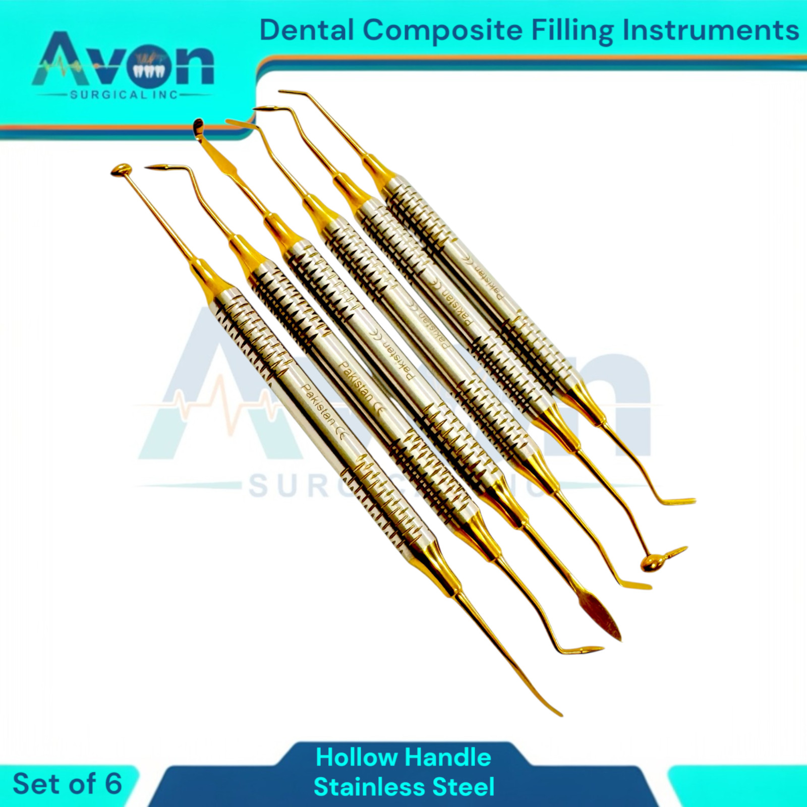 Double-Headed Resin Composite Filling Instruments Spatula Picks – Stainless (6x)