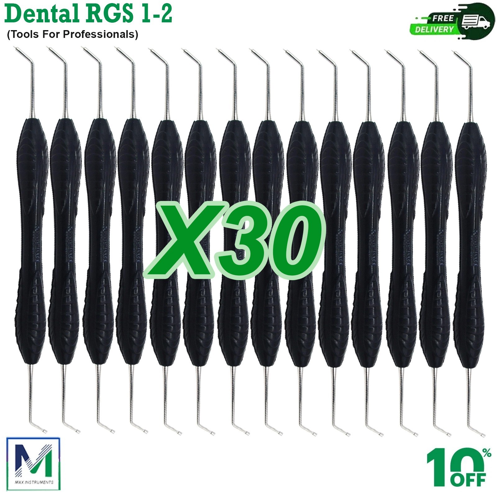 Dental Instrument RGS 1-2 Silicon Black Handle Depth Dimensions Restoration X30