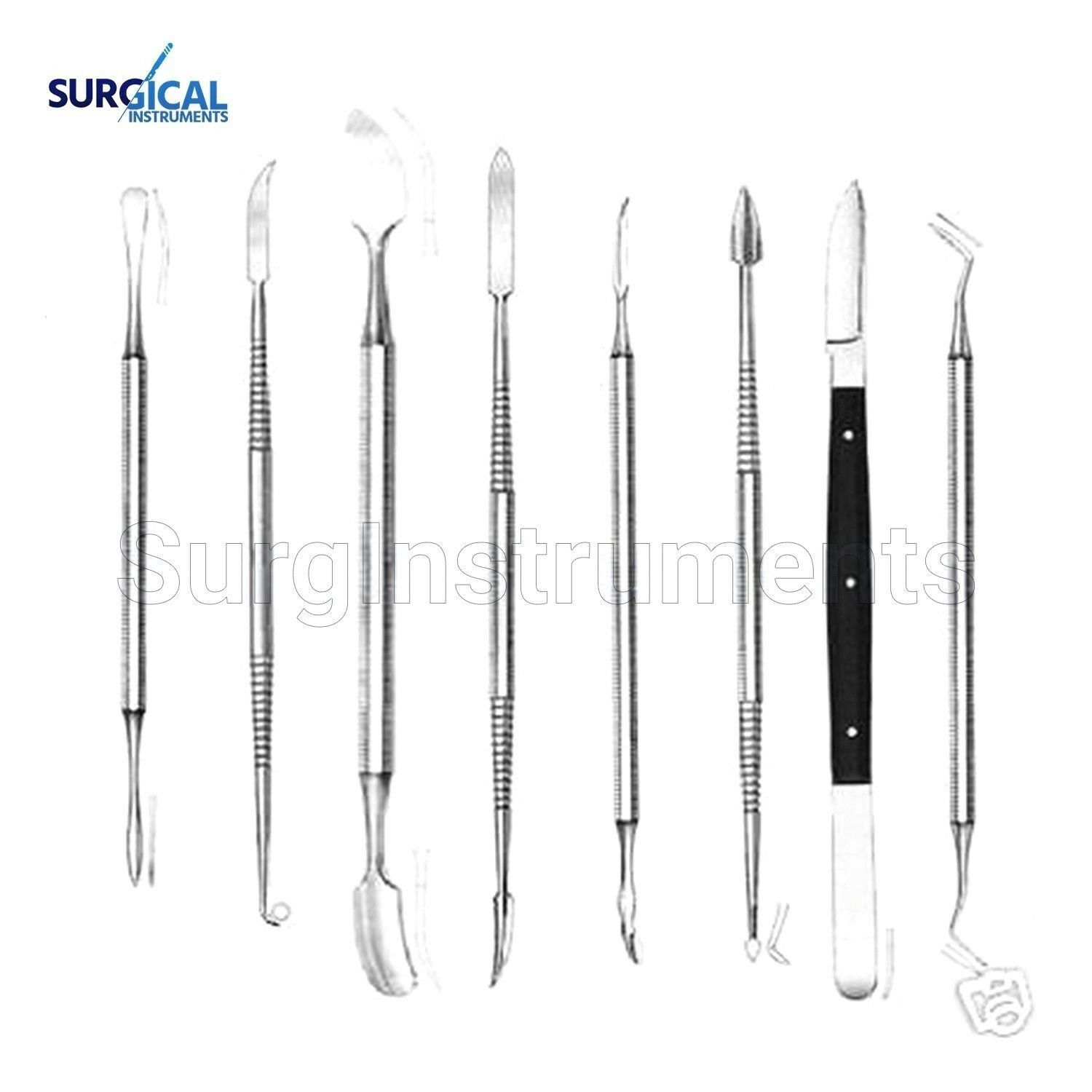 8 Dental Instruments Wax Carver & Spatula, Surgical Stainless Steel German Grade