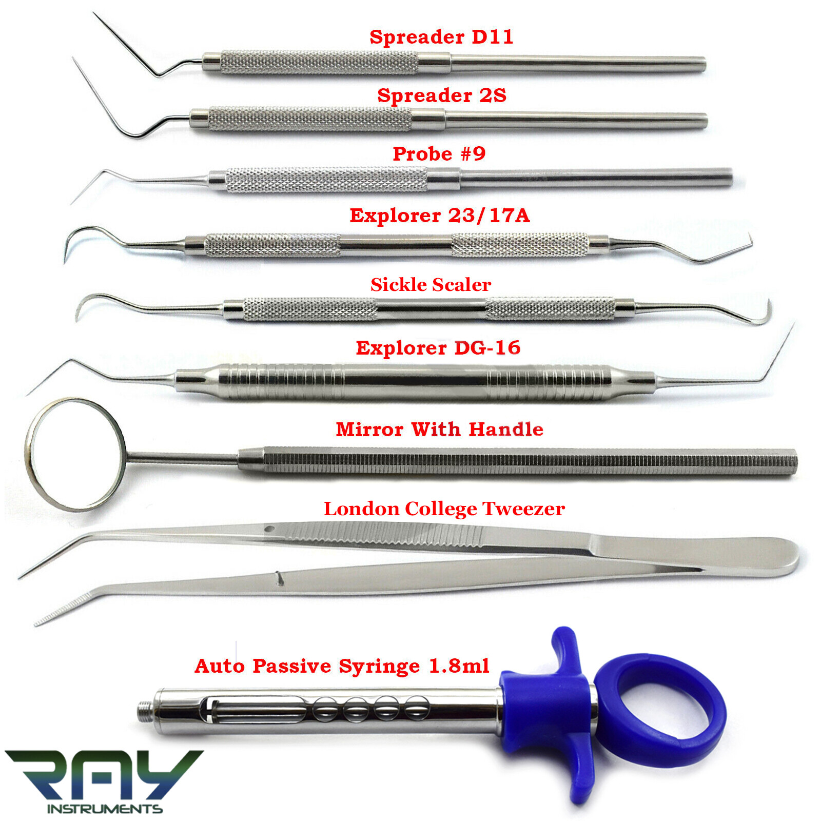 Dental Root Canal Endodontic Instruments Kit Spreader Plugger Explorer Probe CE