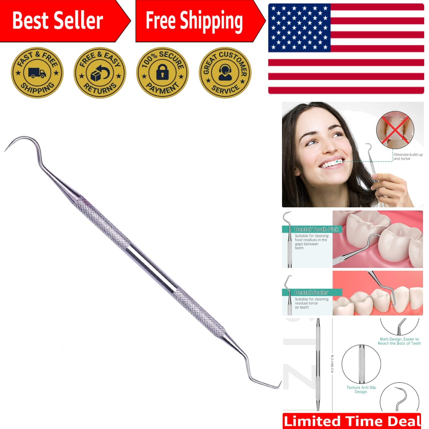 Portable Stainless Steel Dental Scraper – Gentle Stain Removal for Bright Smiles
