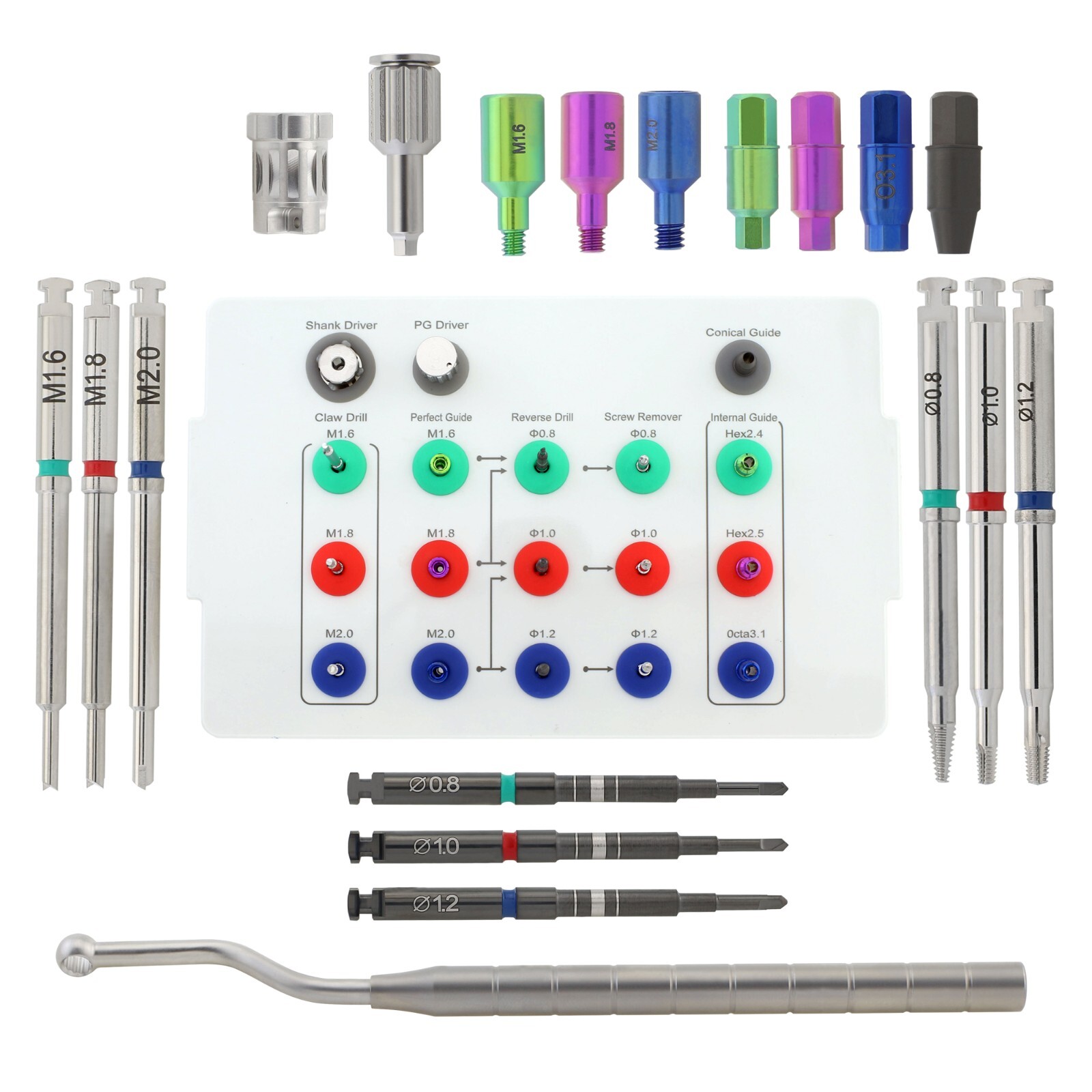 Universal Implant Screw Removal Kit Claw Remover Reverse Drill Guides Neobiotech