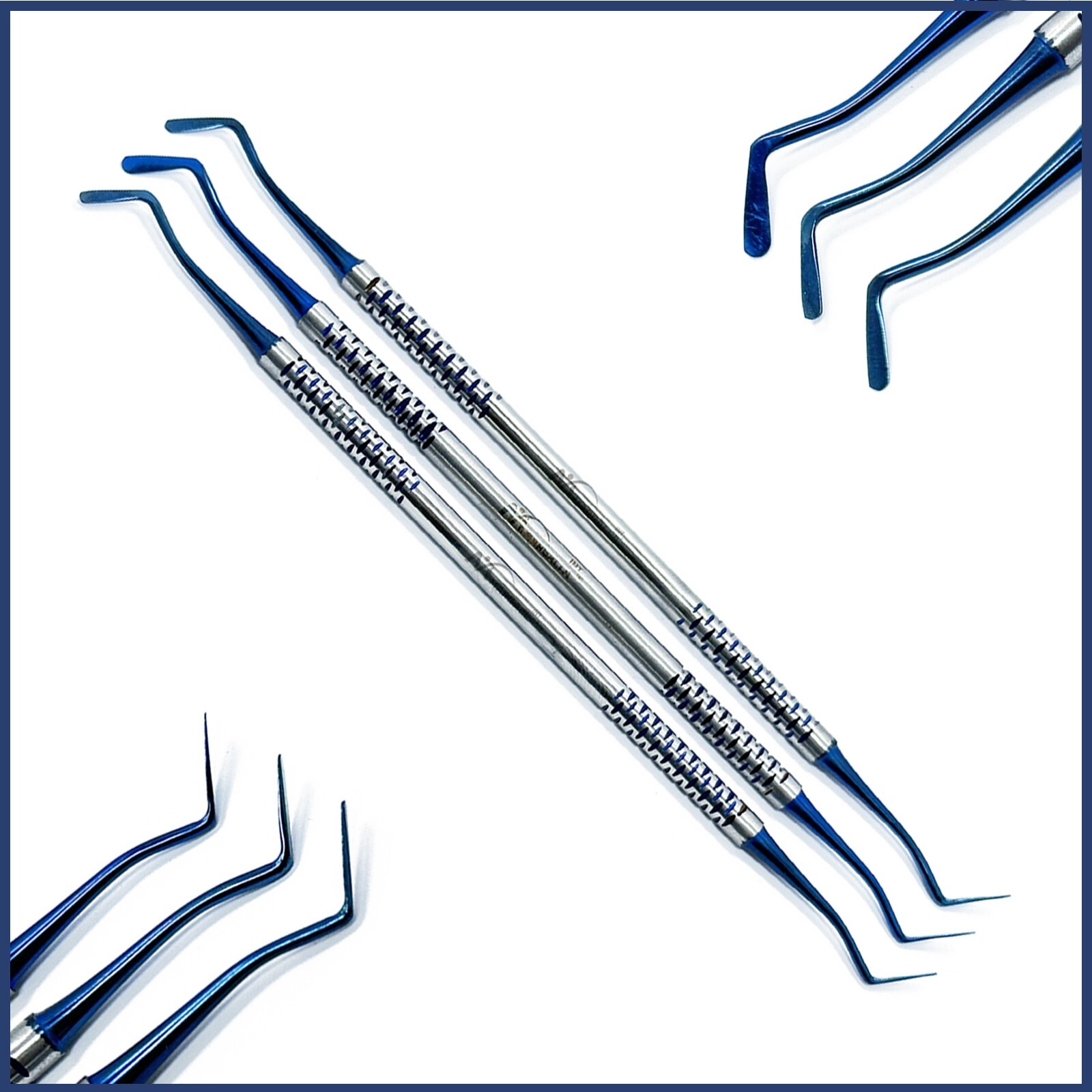 Dental Flat Plastic Composite Filling Instruments Titanium Coated Tips Set of 3