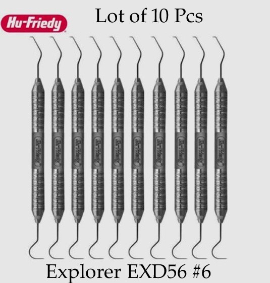 Lot of 10 Pcs Hu-Friedy Explorer EXD56 #6 Dental Instruments Satin Steel Handle