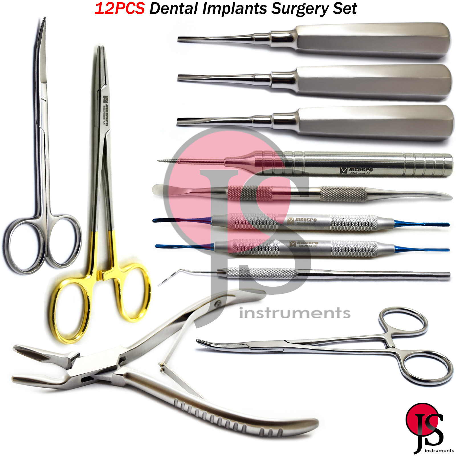 Dental Implant Surgery Root Extraction Periotome Elevator Bone Rongeur Plier X12