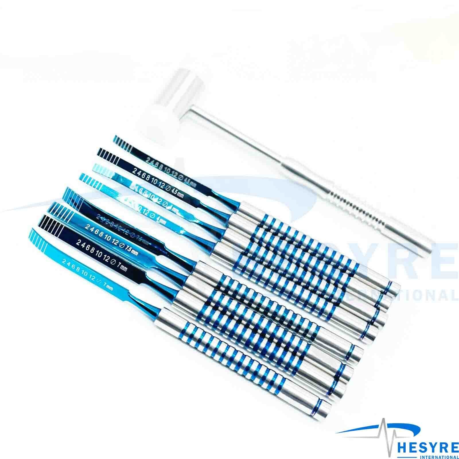 Professional Implant Dental Surgical Osteotome Chisels Set Of 9 with Bone Mallet
