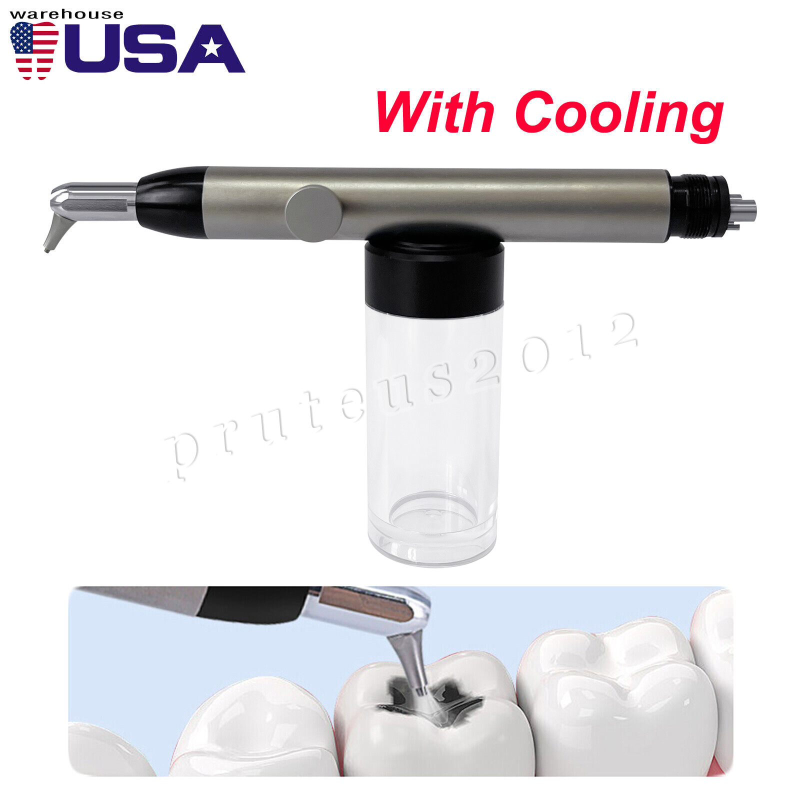 Dental Alumina Air Abrasion Polisher Microetcher Sandblasting Gun with Cooling