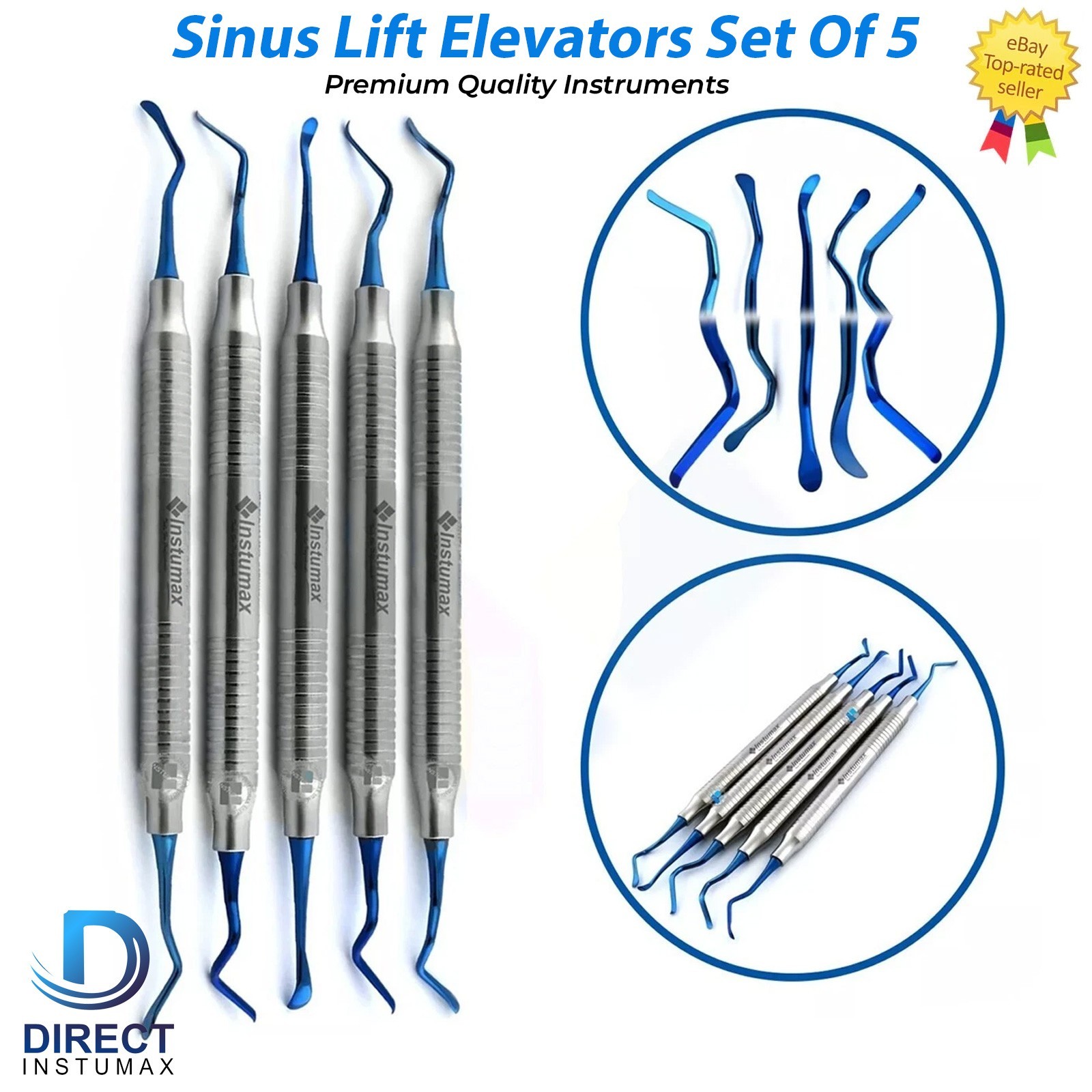 Sinus Dental Instruments Sinus Lift Instruments 5 Pcs Blue Coated Tips INSTUMAX®