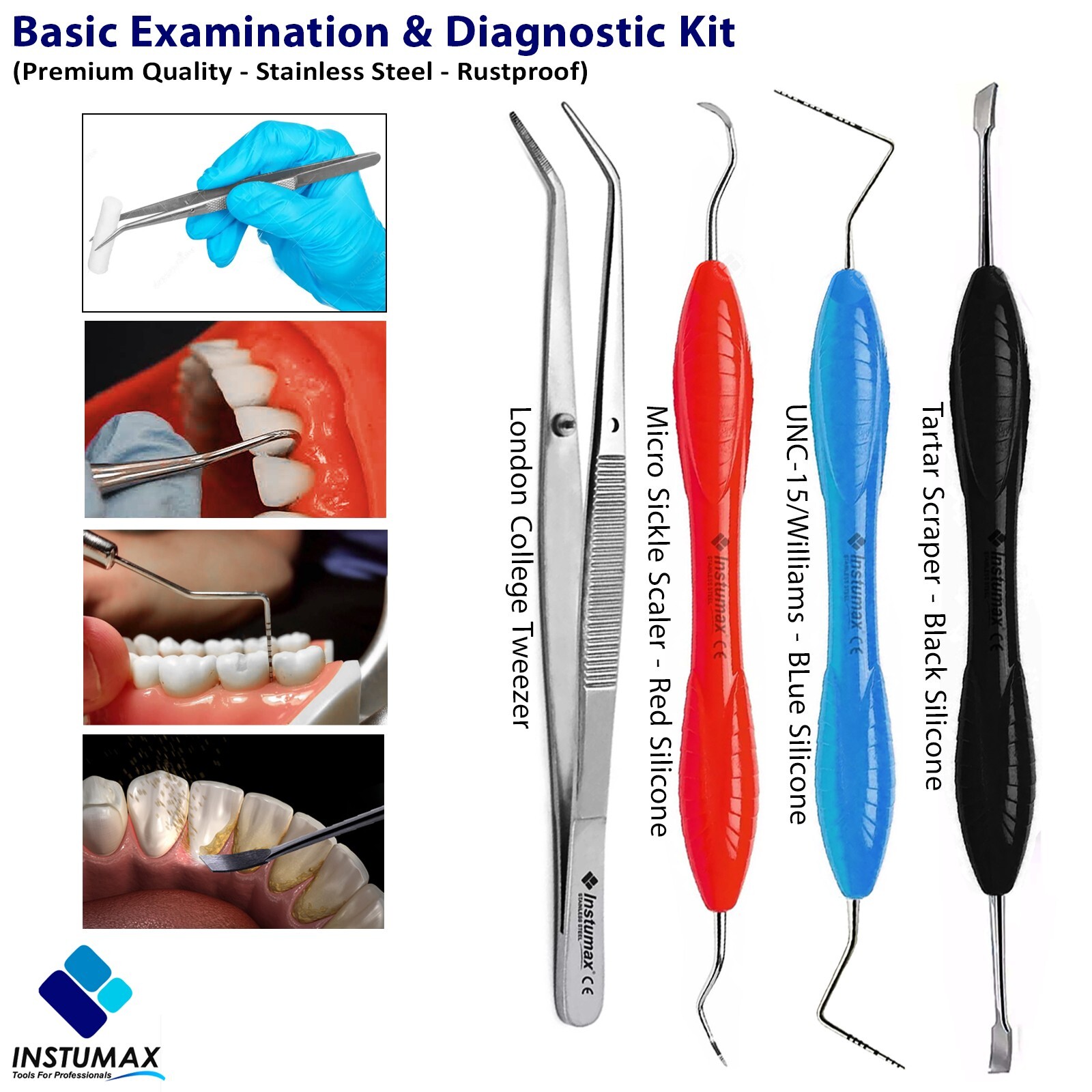 Silicone Handle Dental Periodontal Hygienist Sickle Scaler Tartar Remover Plaque