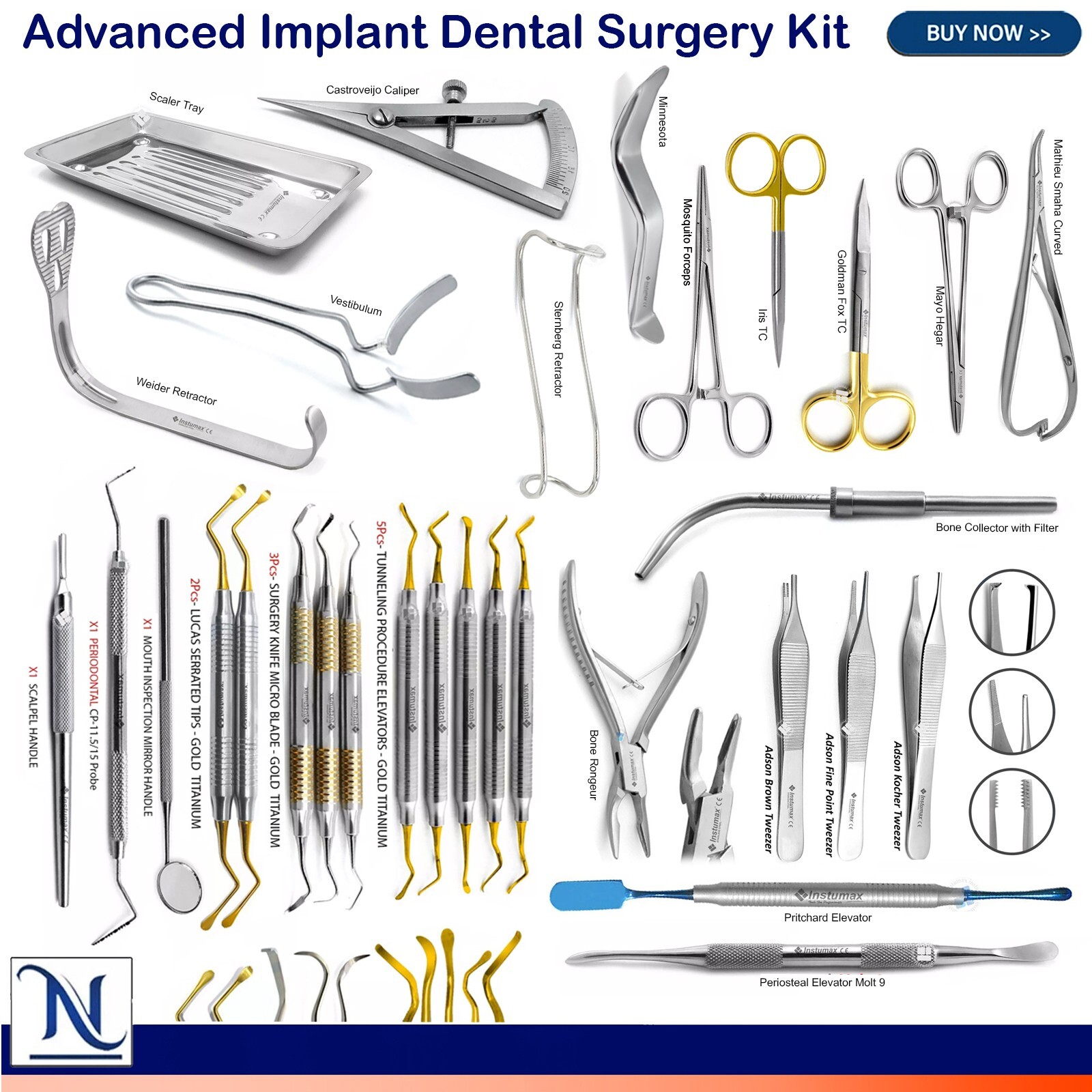 Periodontal Instruments Kit Dental Implants Surgical Doctor Clinical Tools 31Pcs