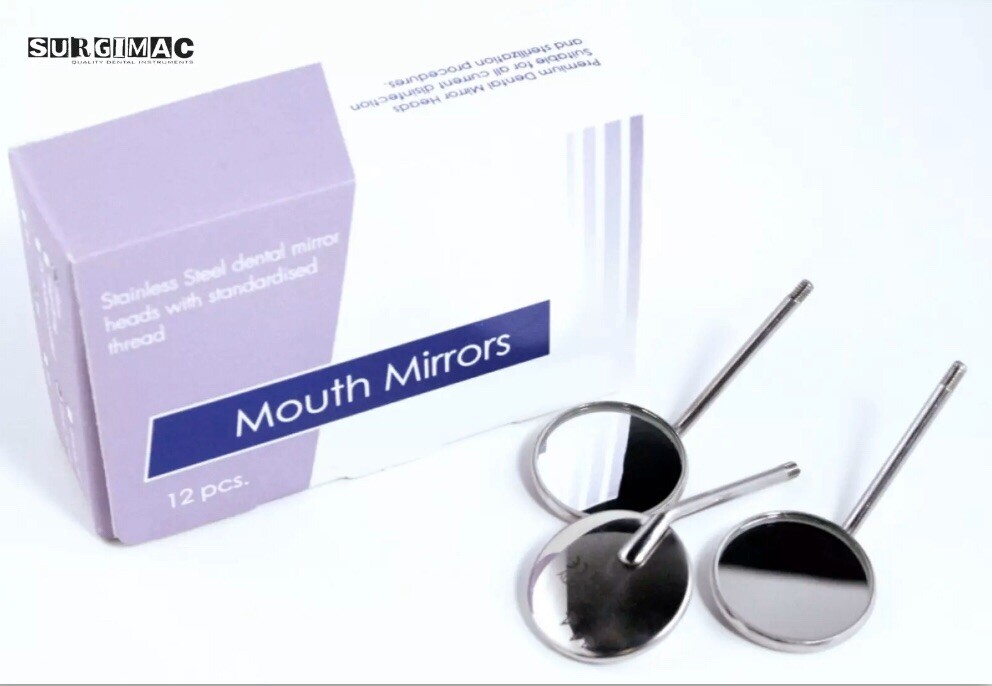 12 Dental Mouth Mirrors #5 Cone Socket with 1 FREE Handle