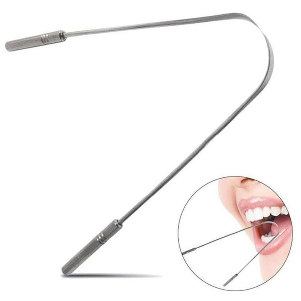 Dental Stainless Steel Metal Tongue Scraper Cleaner Adults Hand Scraper Brush