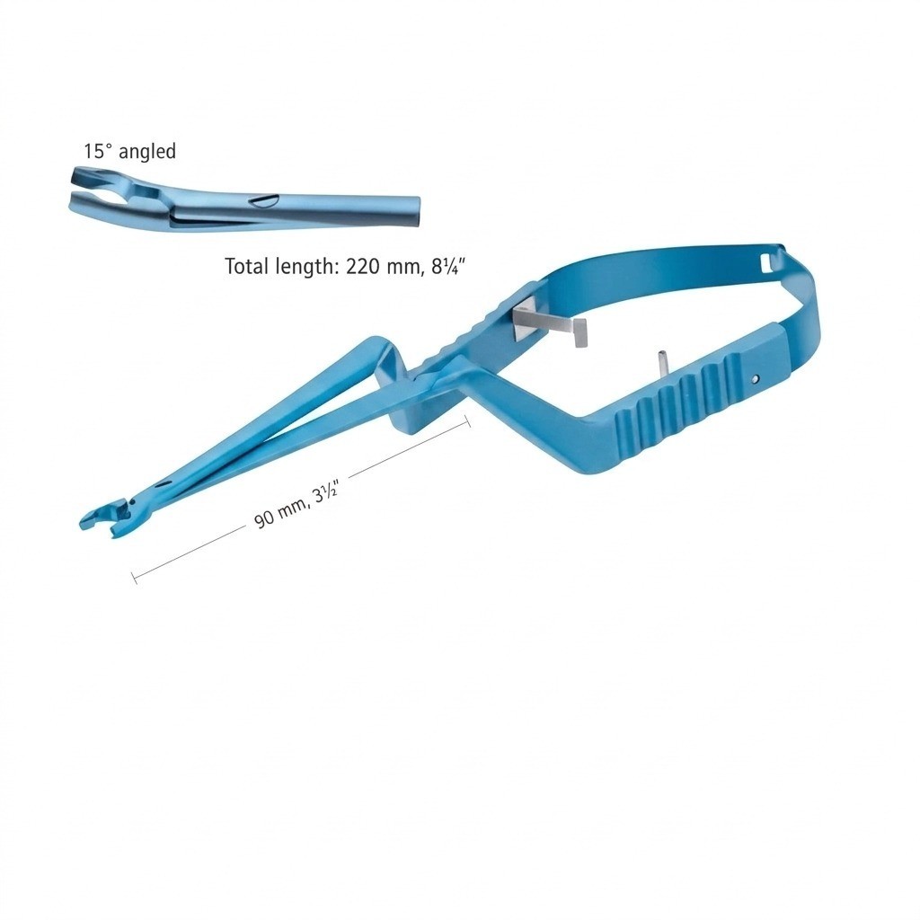 Titanium Yasar gil Aneurysm Clip Applier, 15° Angled, 220mm, Spring Handle