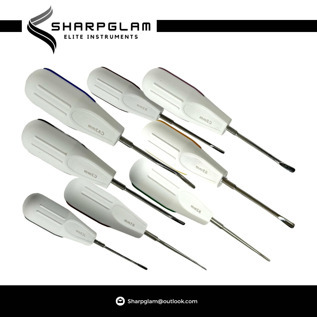 SHARPGLAM 8 Pcs Dental Elevators Set Tooth Extraction Root Tip CE Certified