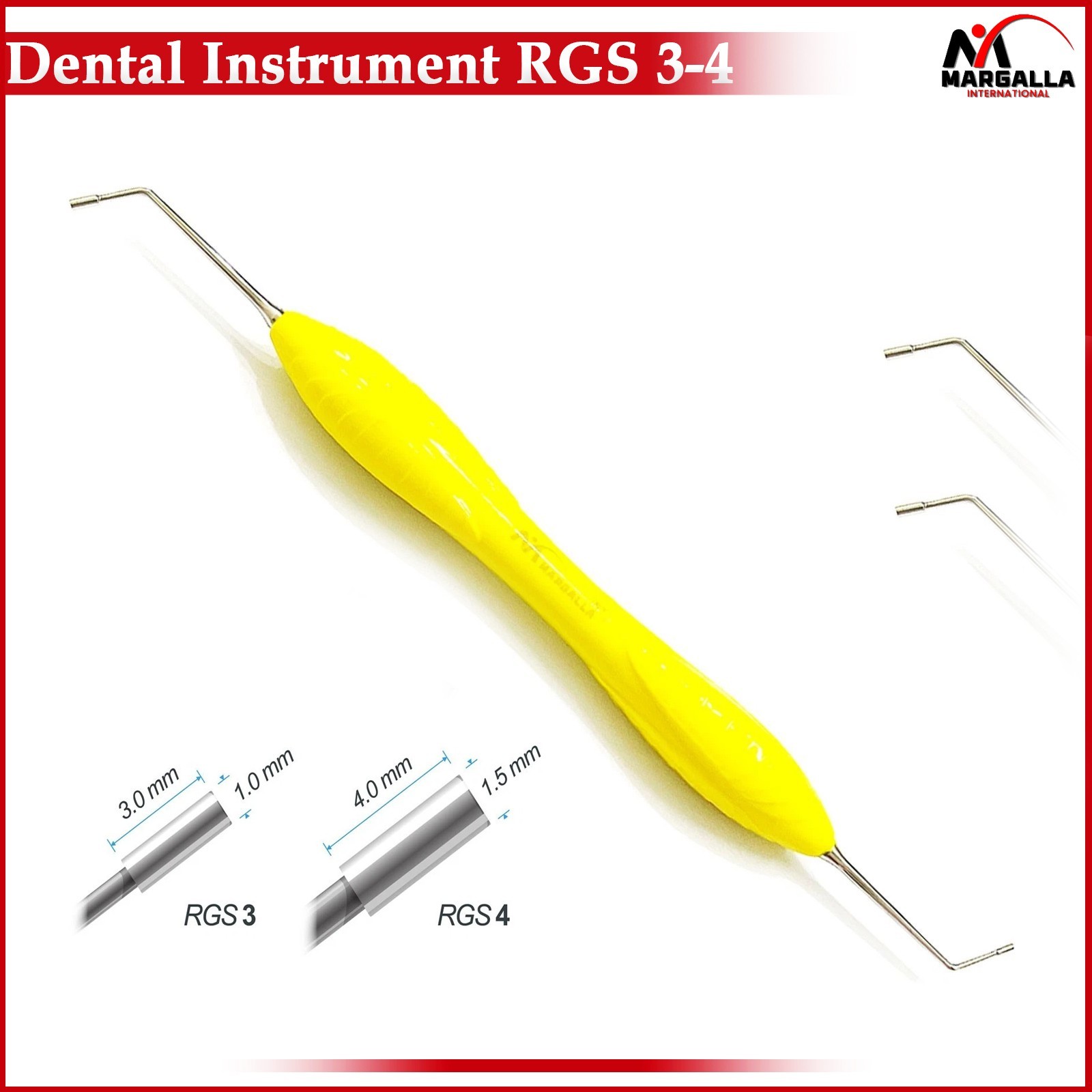 Dental Instrument RGS 3-4 Silicone Handle Depth Dimensions for Restorations