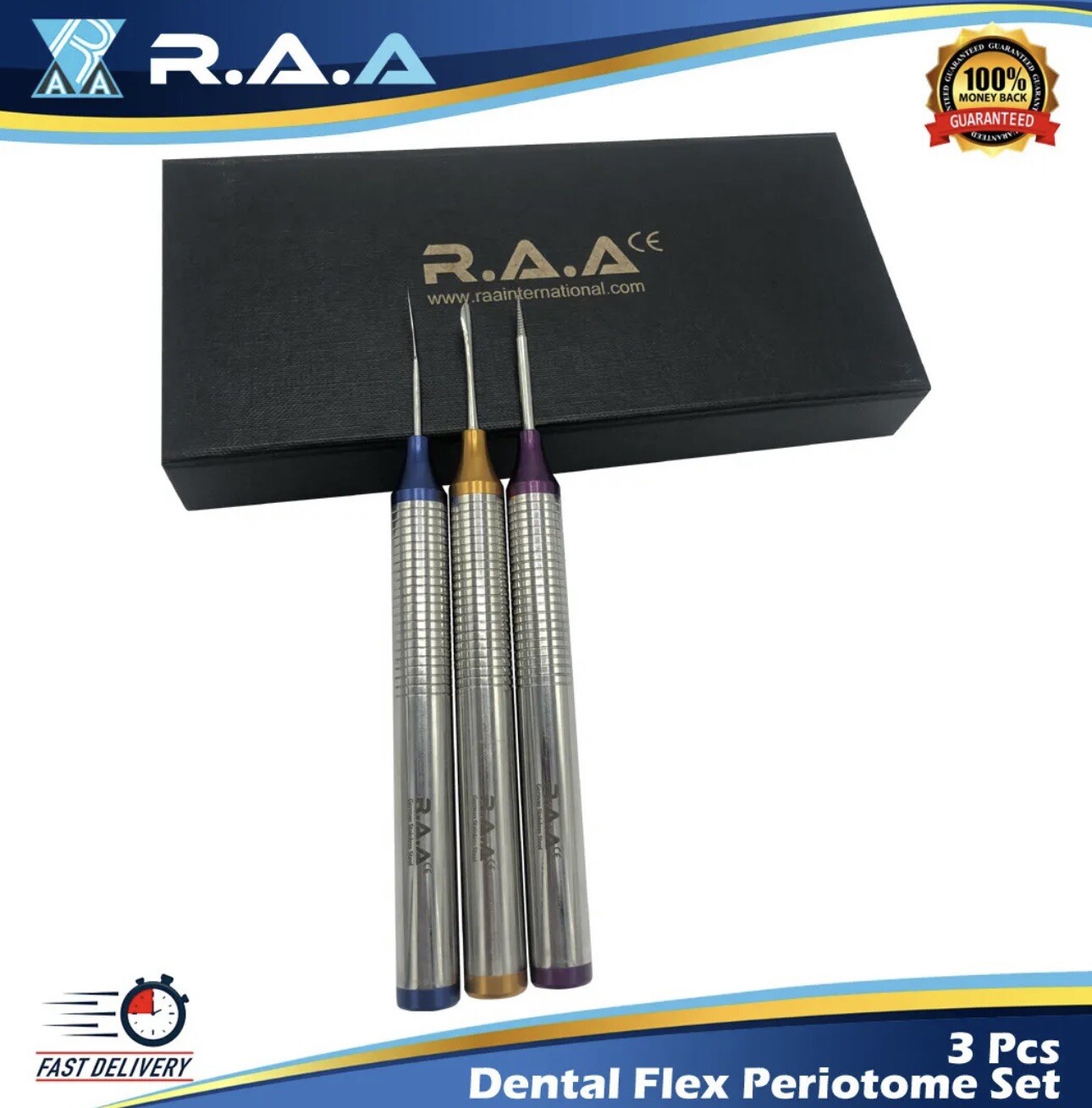 3 Pcs Dental Flex Periotome Set Extraction Screw kit Periodontal Dental #107