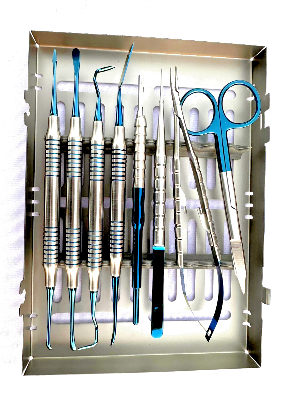 Dental Micro Periodontal Oral Surgery Kit Periosteal Set With Cassette 8 Piece