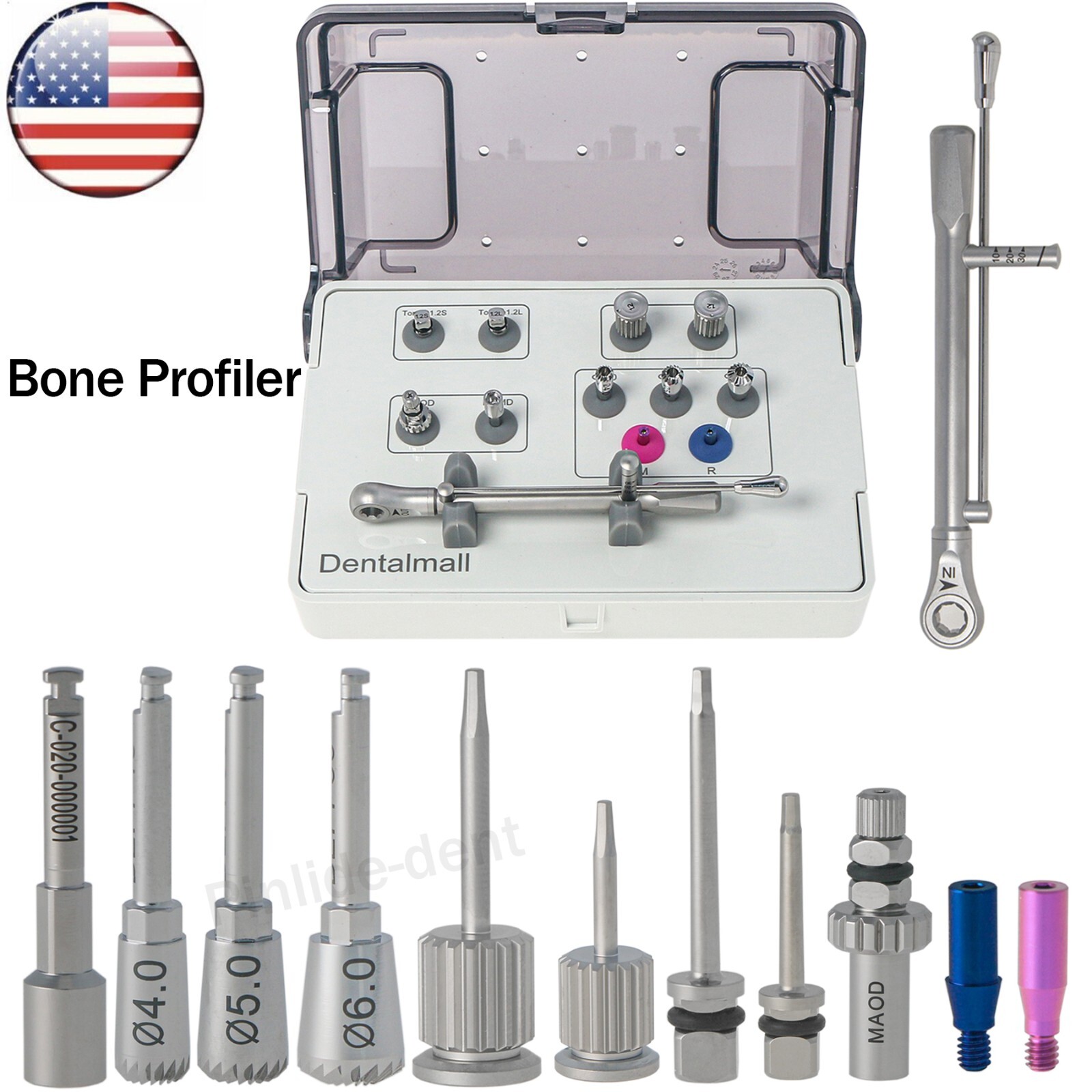 Implant Prosthetic Kit Dental Hiossen Bone Profilers Torque Wrench Screw Drivers