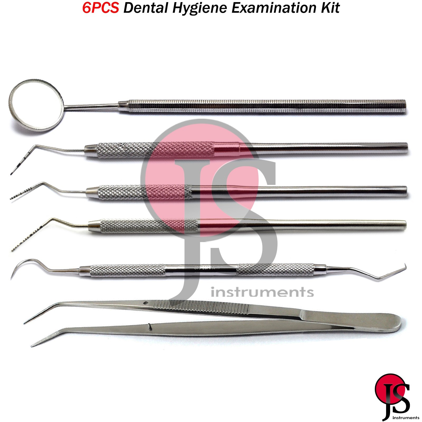 Dental Hygiene Examination Kit Periodontal Pocket Probe Dressing Tweezers Mirror