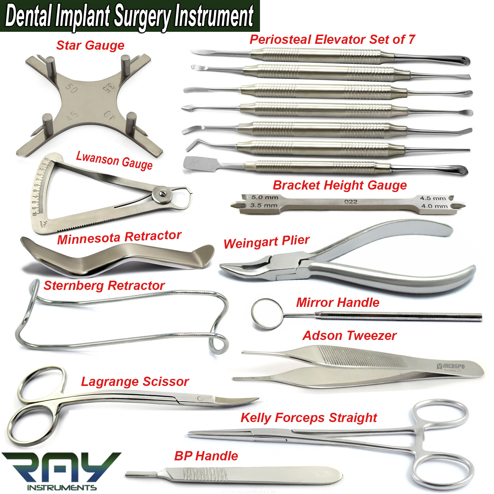 Dental Implant Surgery Instrument Small Animal Surgical Dissection Kit Tools CE