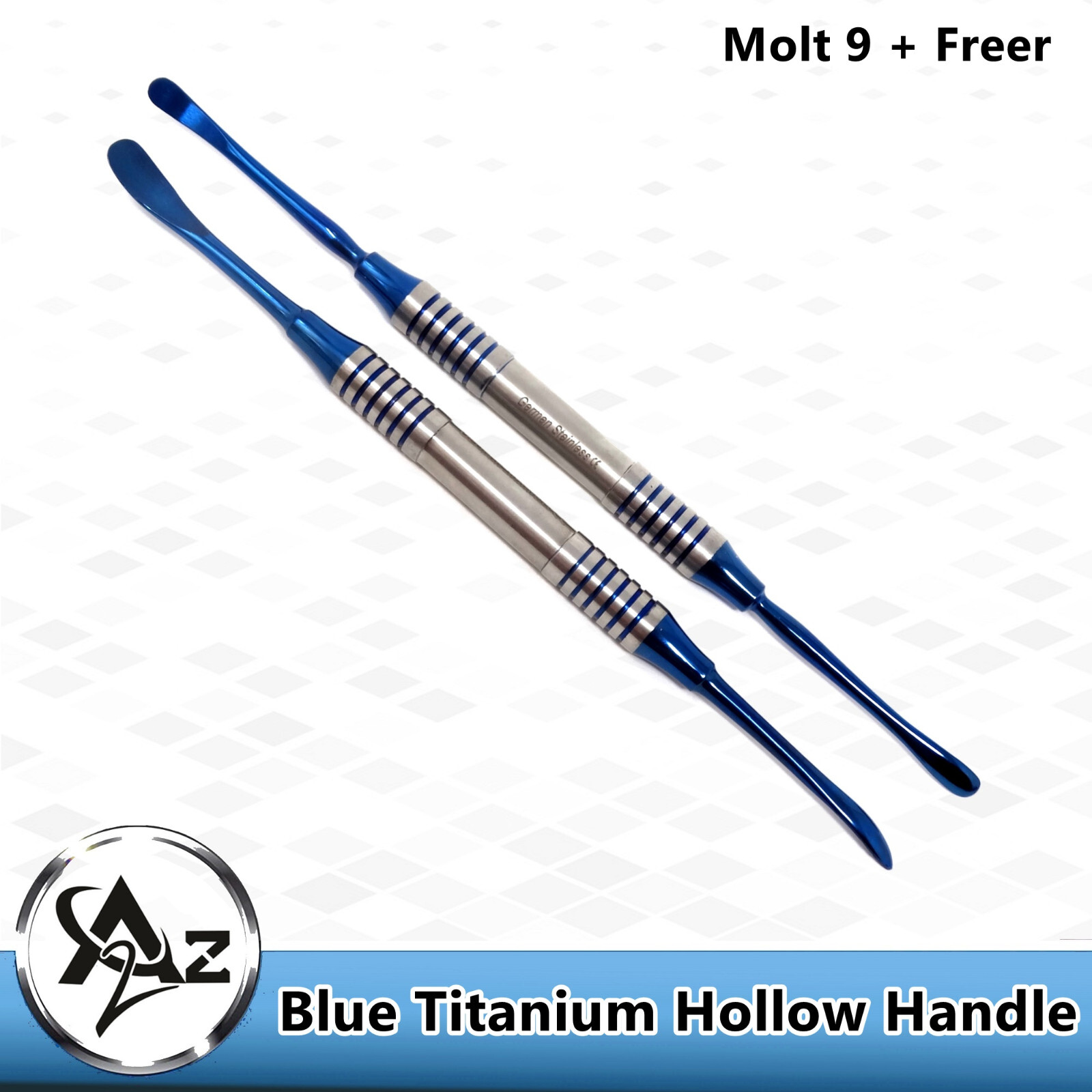2 Freer Elevator + Molt 9 Double Ended Sharp Blunt Neurosurgical Instruments 7″