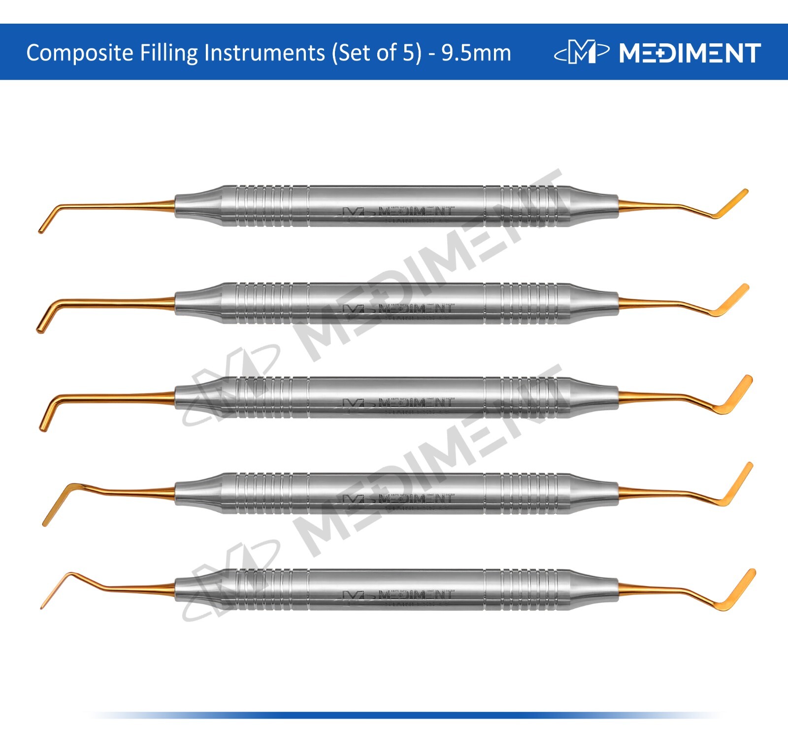 5 Pcs Dental Composite Filling Instrument Gold Titanium Coated Restorative Kit