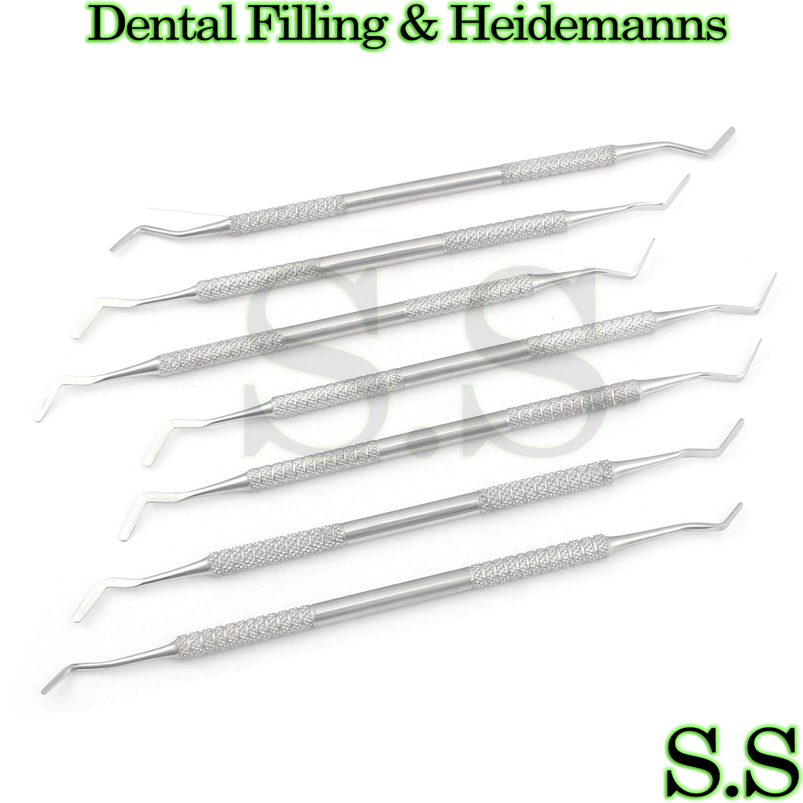 Dental Restorative Composite Filling & Heidemanns Instruments Set of 7