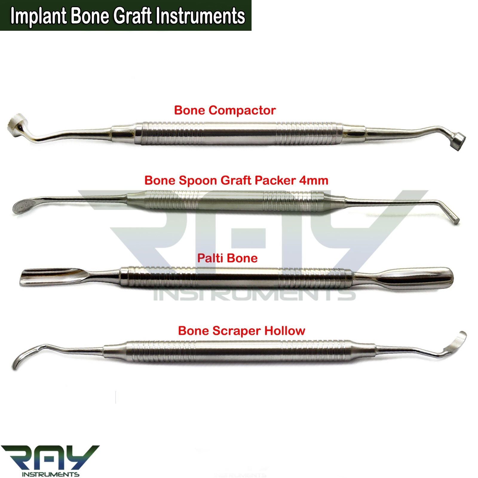 Dental Bone Grafting Kit Palti Bone Graft Compactor Packer Plugger Scoop Implant